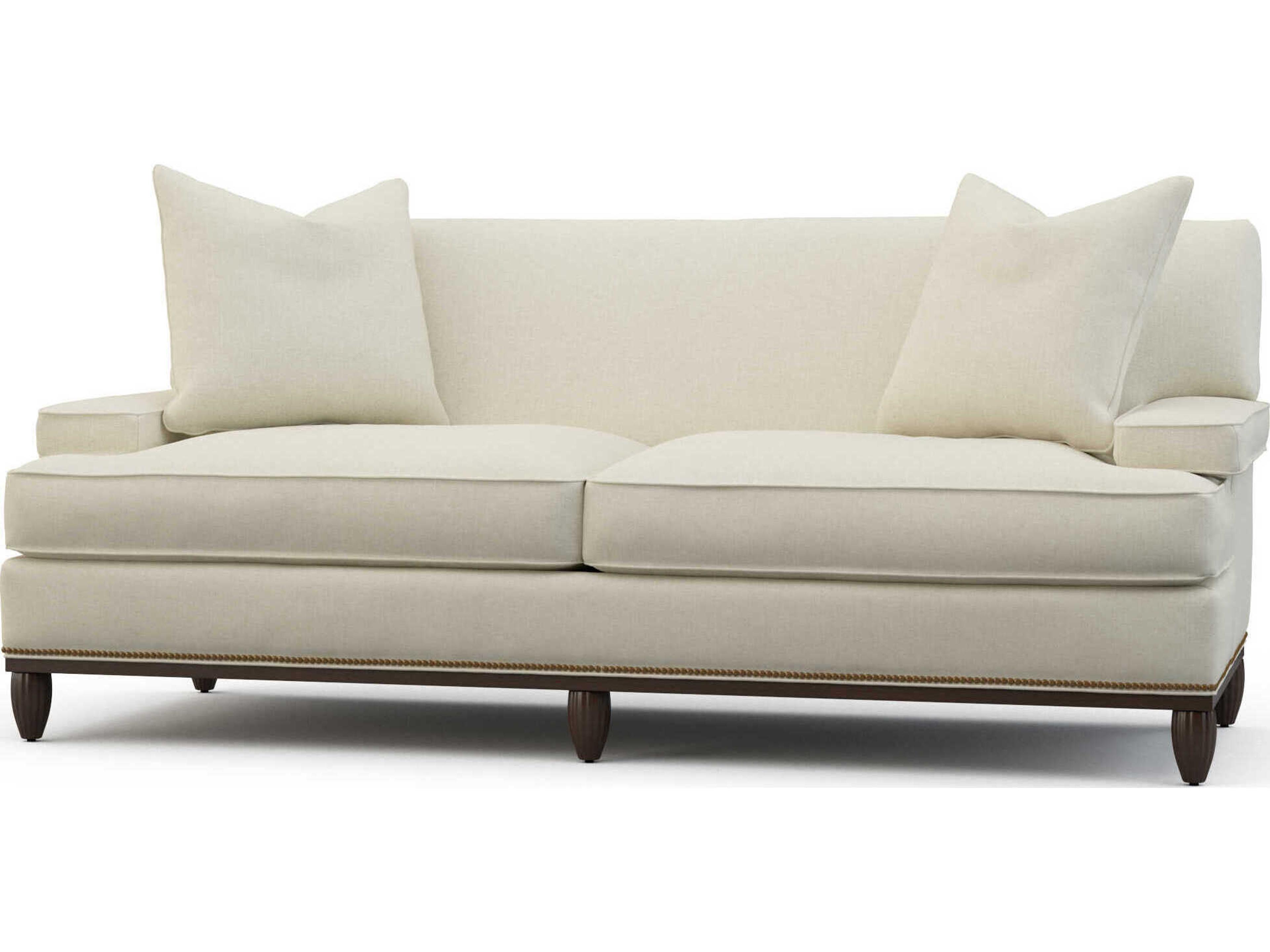 Hickory White Custom Elements Upholstery Antique Walnut Cream Upholstered Sofa