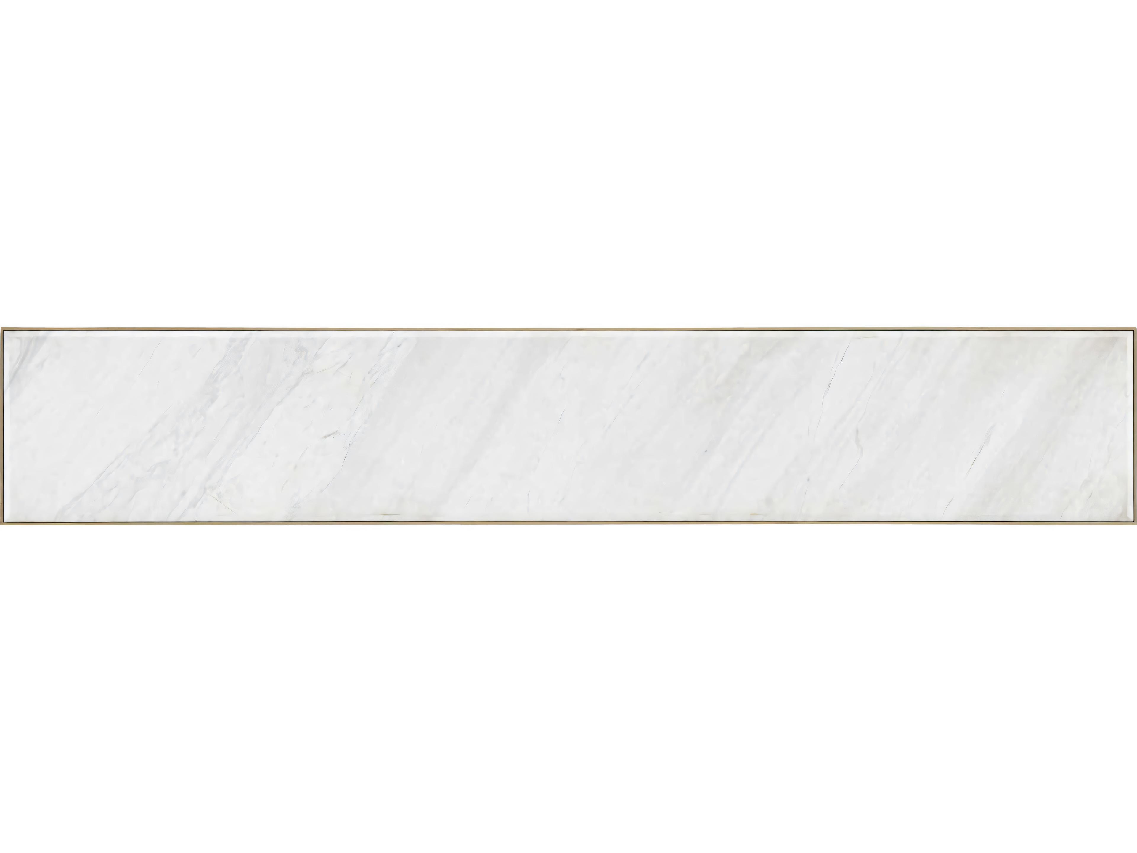 Hickory White Rectangular Marble Honed Volakas Satin Brass Solana Console Table