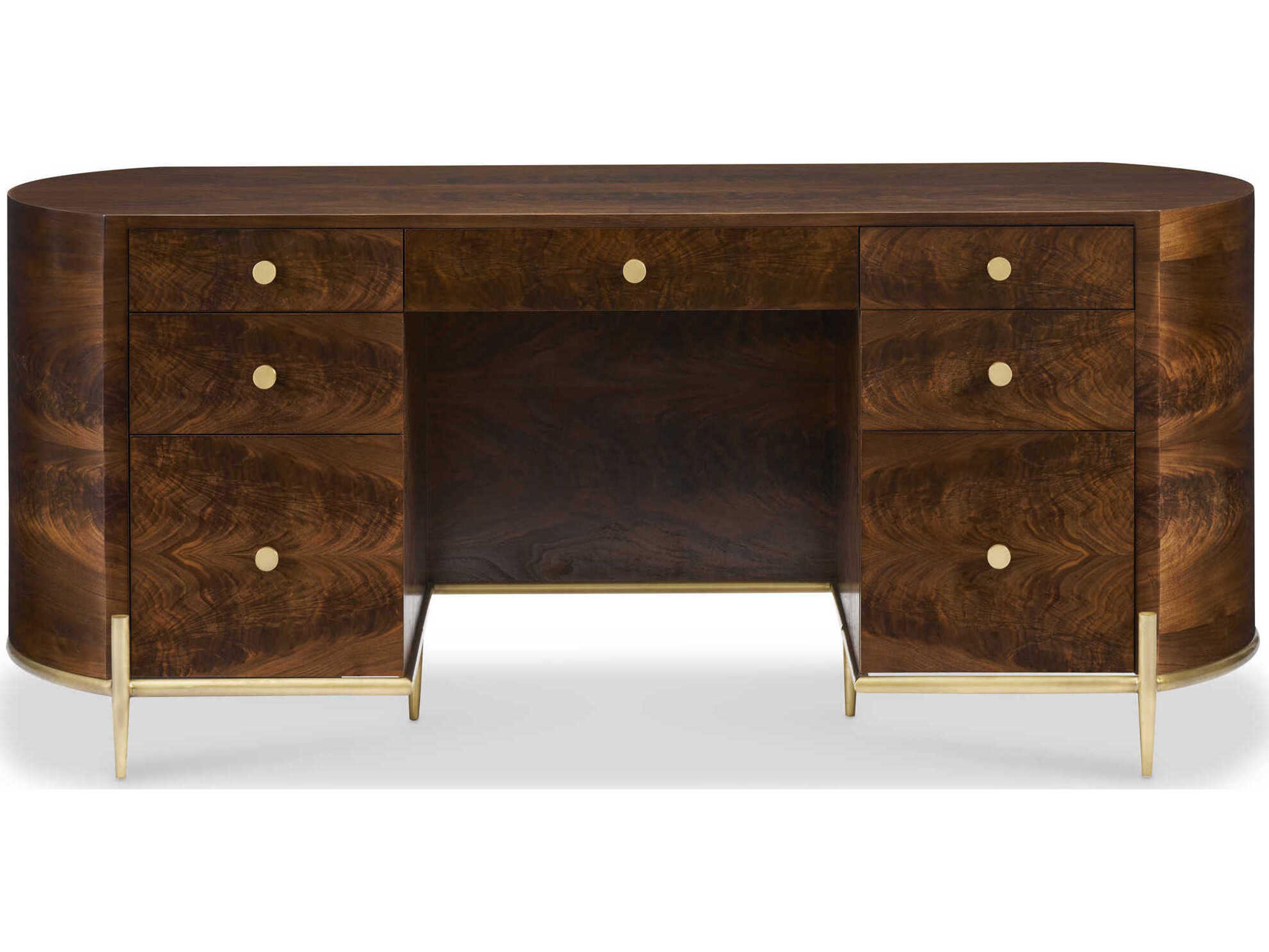 Hickory White Brown Walnut Wood Benson Executive Desk