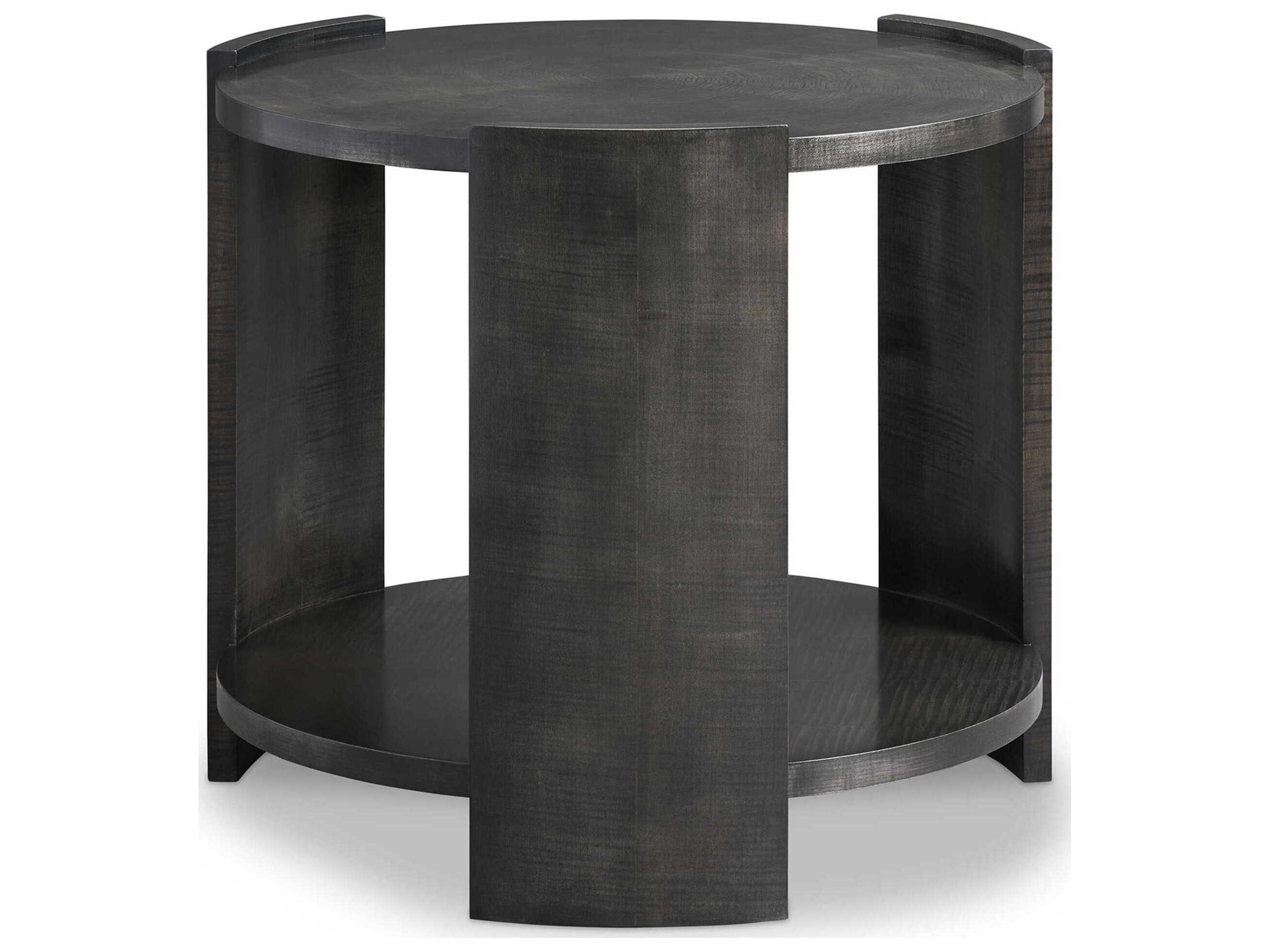 Hickory White Round Wood End Table