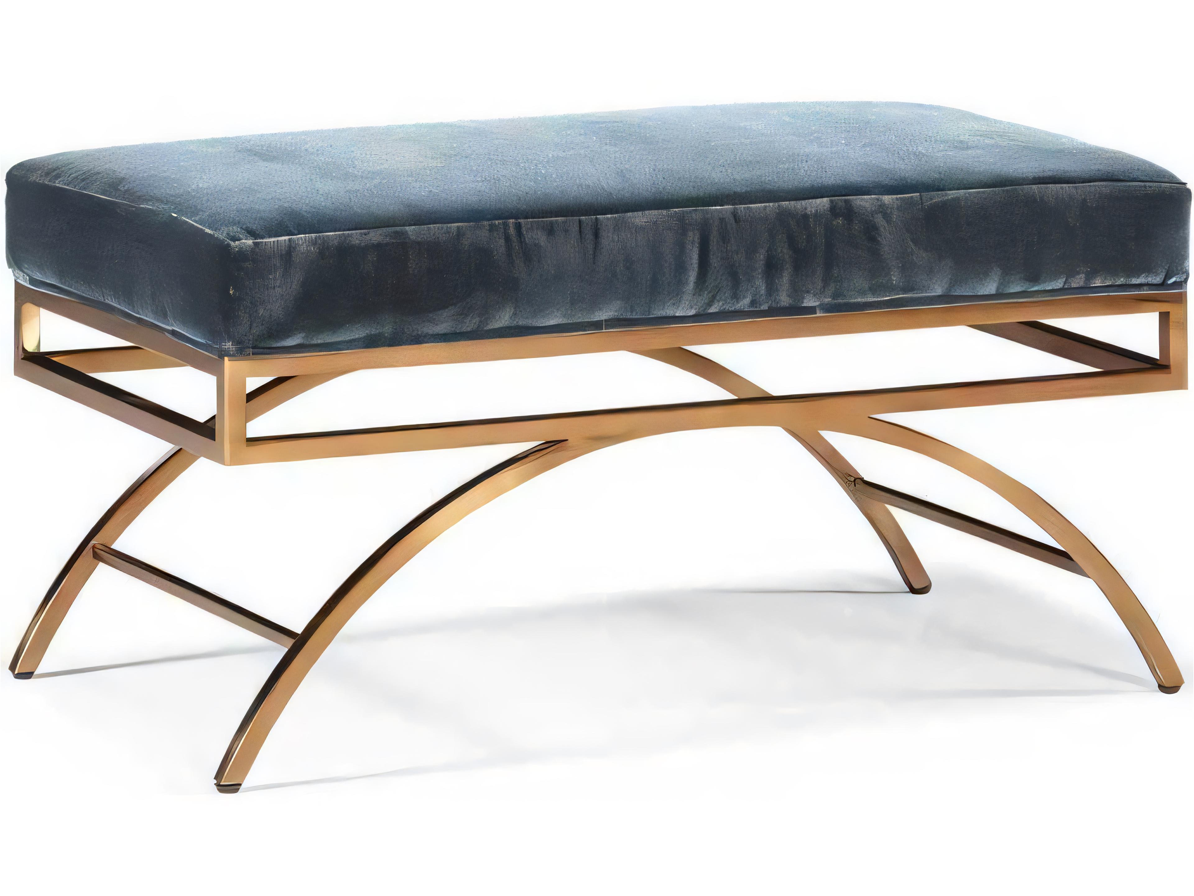 Journey The World Rose Gold Blue Upholstered Bali Arched Accent Bench