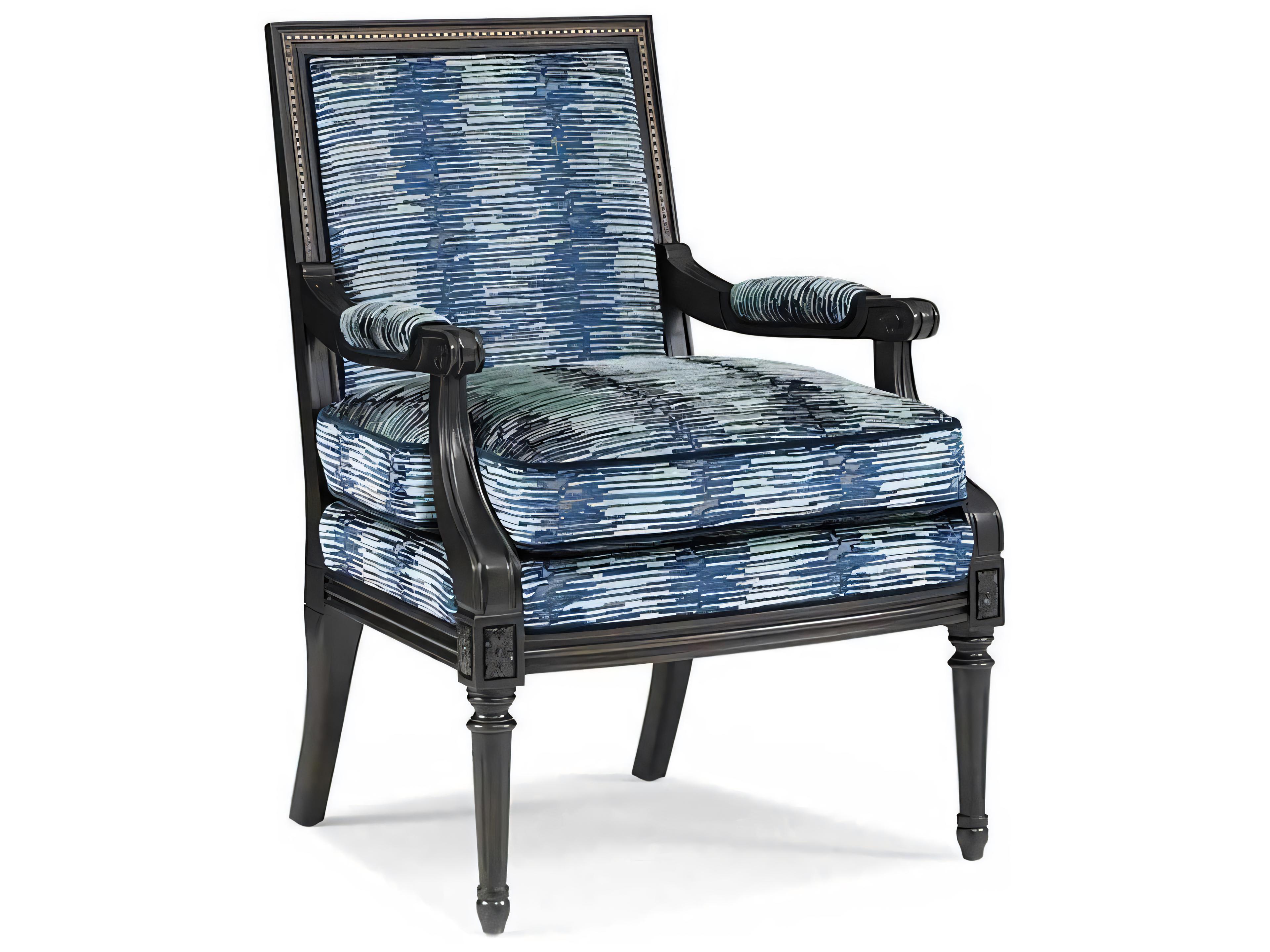 Custom Elements Upholstery Blue Fabric Accent Chair