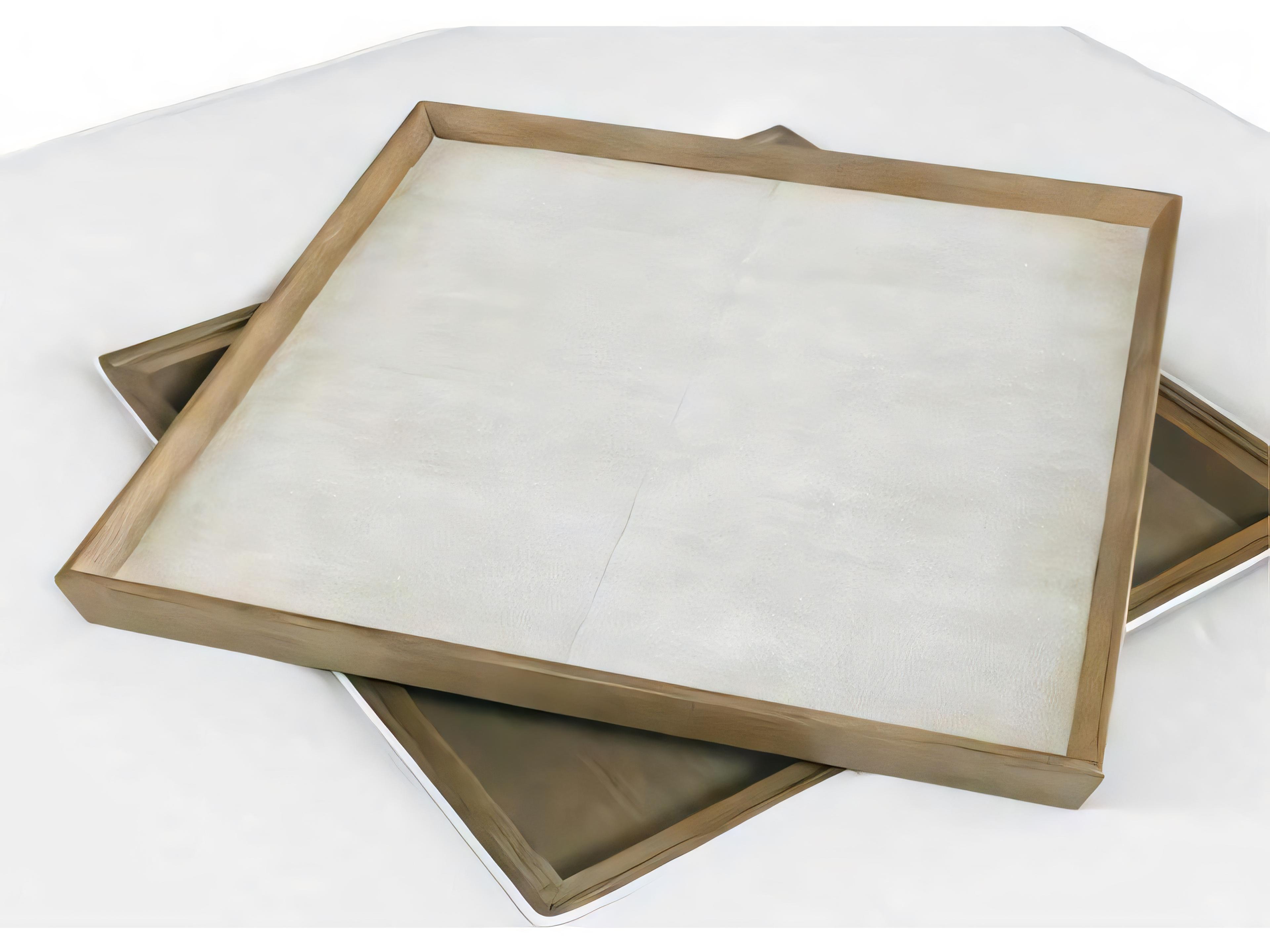 Hickory White A La Carte Square Fabric Taupe Shagreen Westwood Cocktail Table With Tray