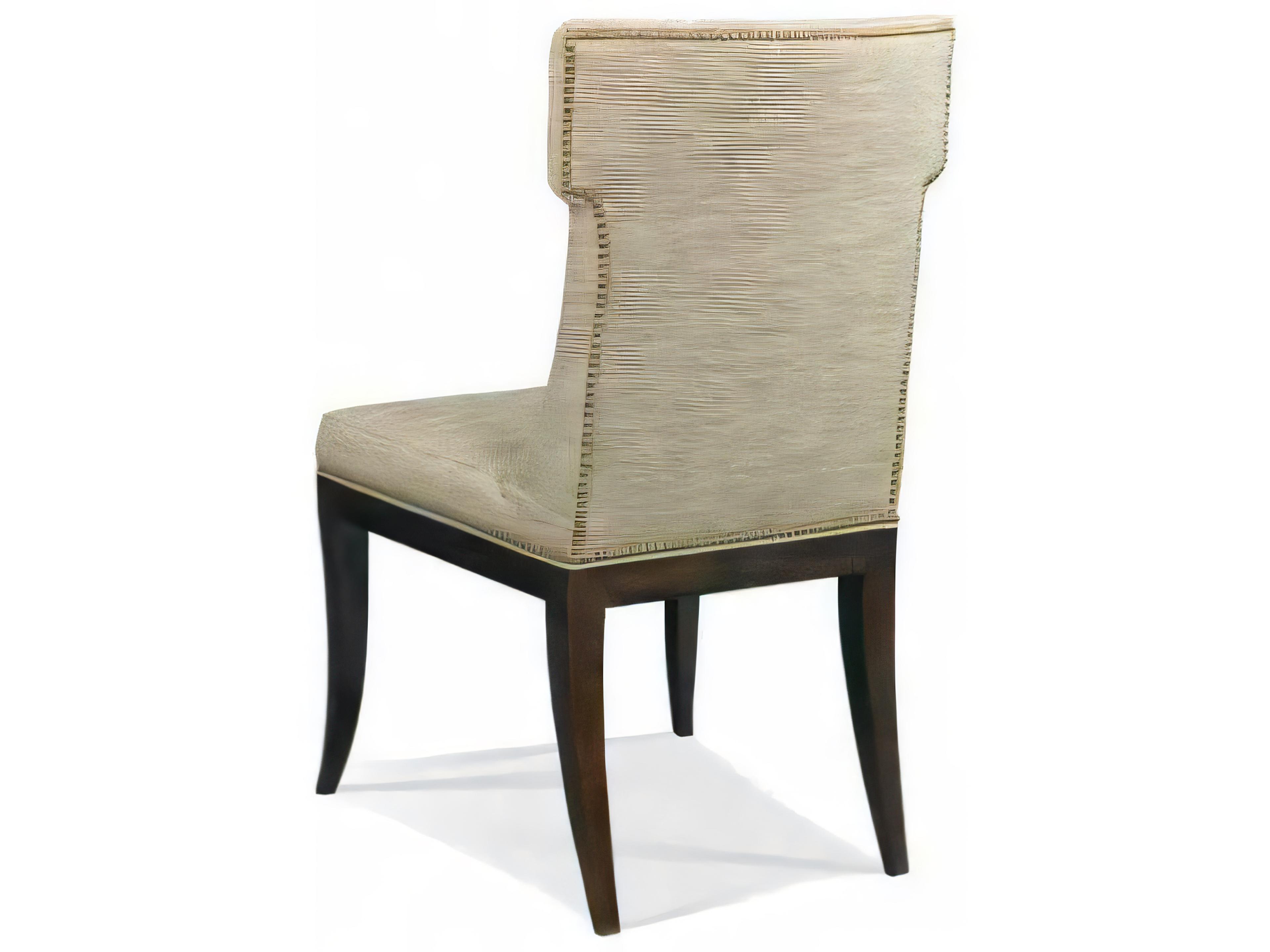 Hickory White A La Carte Maple Wood Beige Fabric Kistler Klismos Side Dining Chair