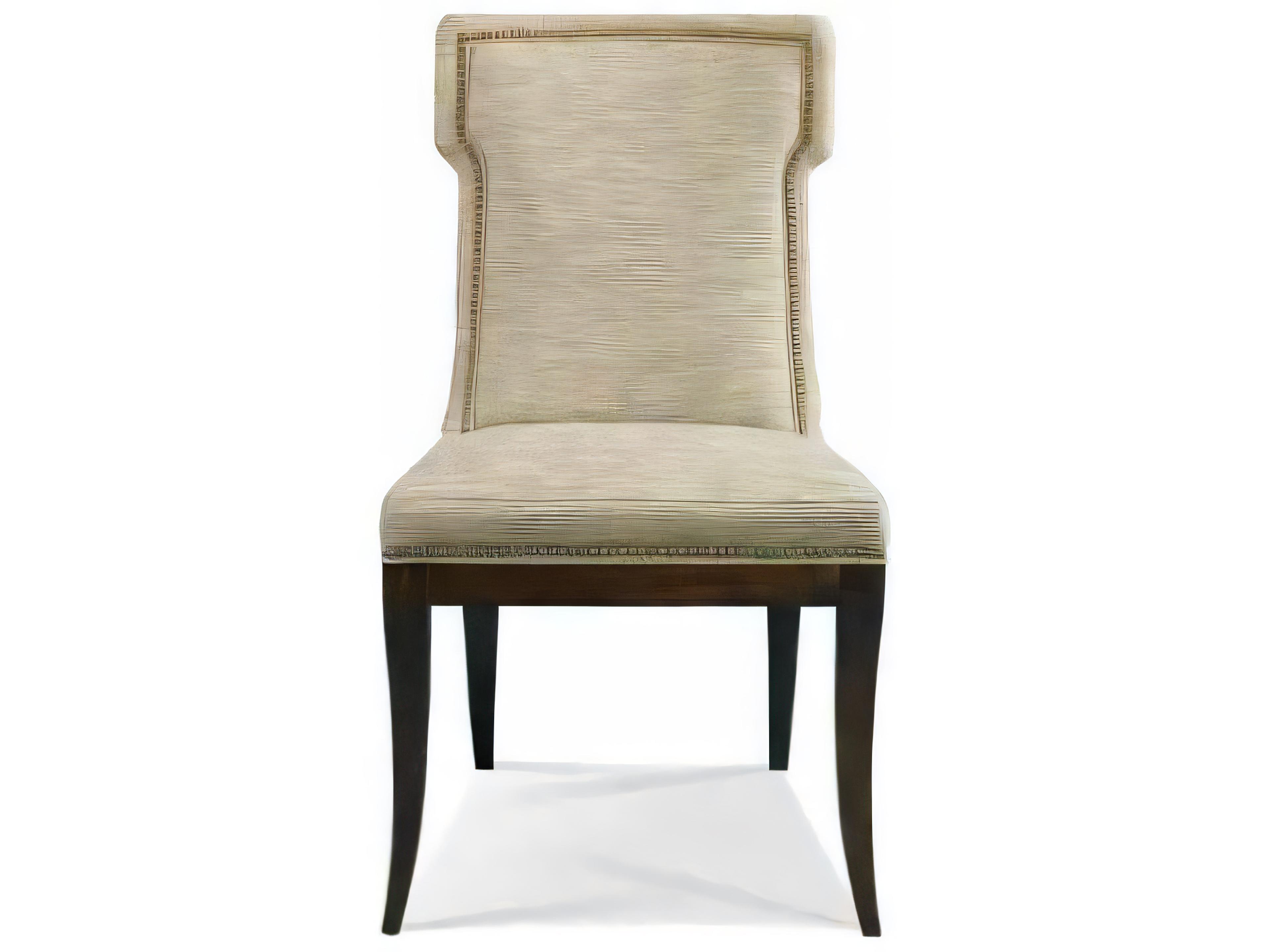 Hickory White A La Carte Maple Wood Beige Fabric Kistler Klismos Side Dining Chair