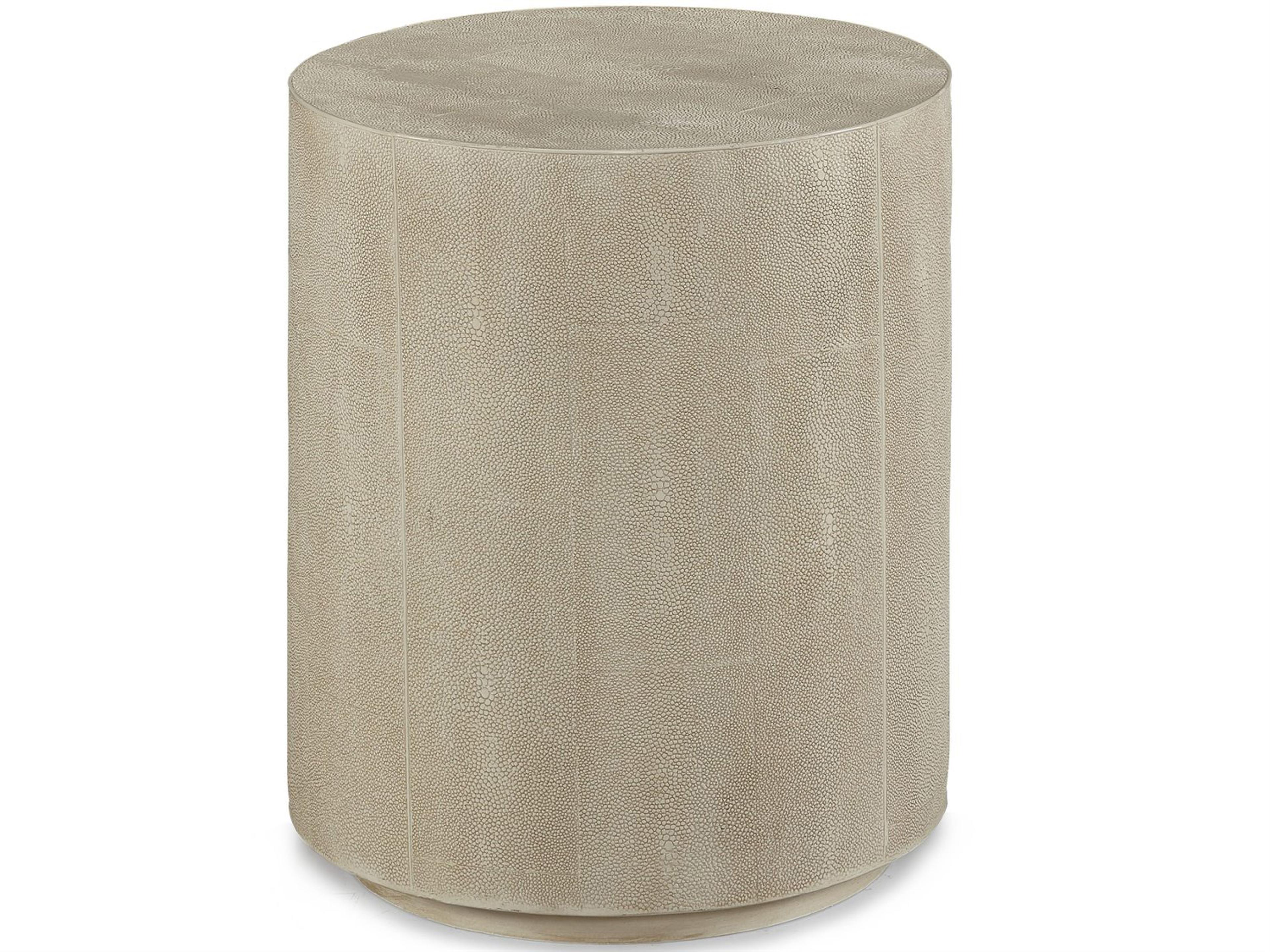A La Carte Round Faux Shagreen Drink End Table