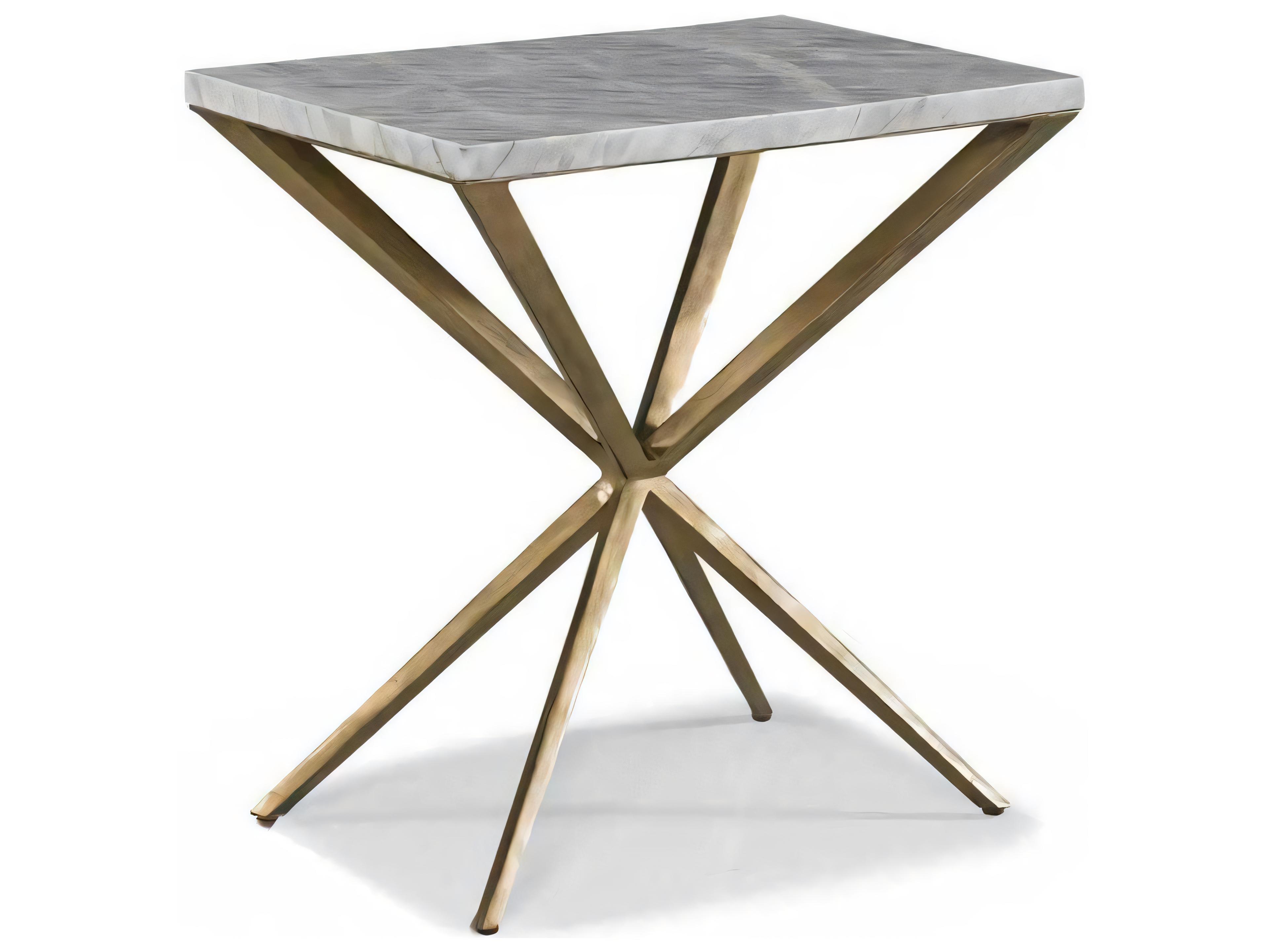 A La Carte Rectangular Marble Key Gold Century Stone Centurion End Table