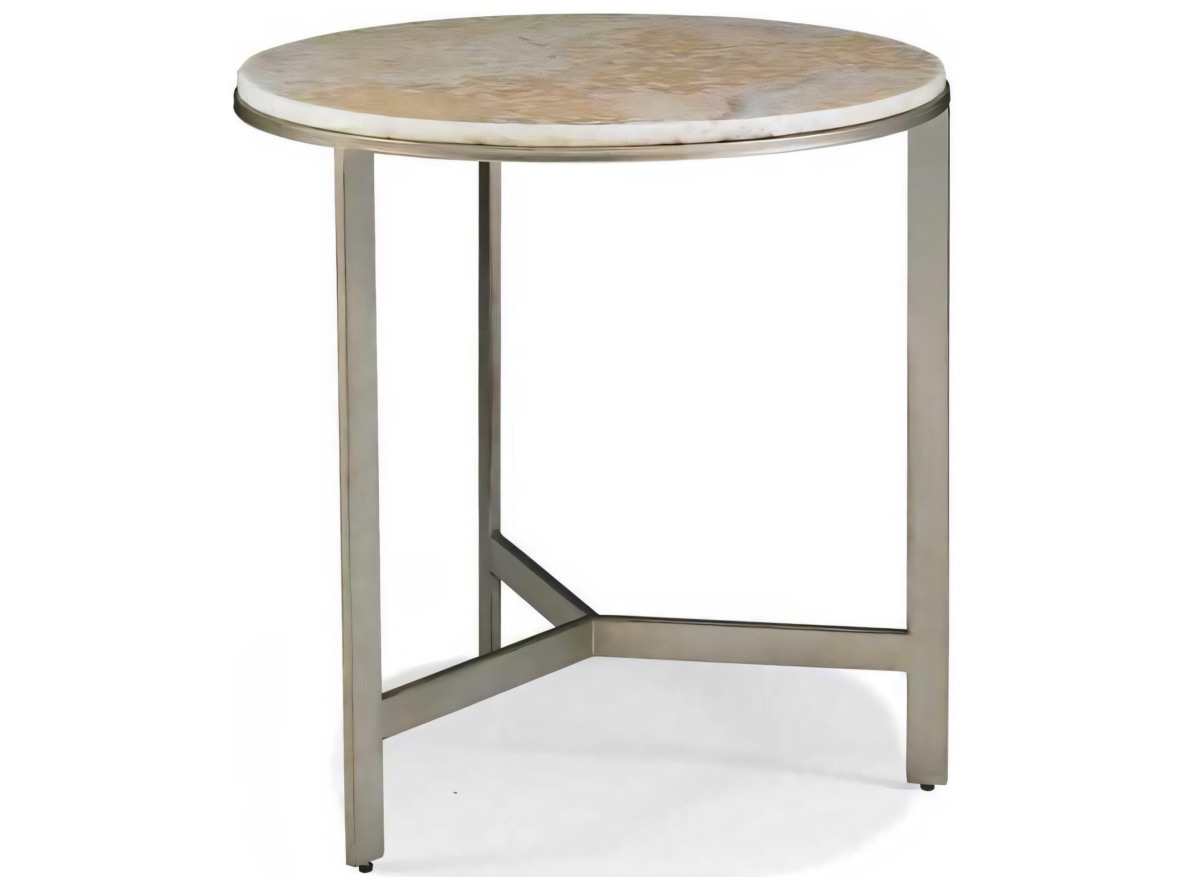 A La Carte Round Stone Aged Platinum Onyx Grace End Table