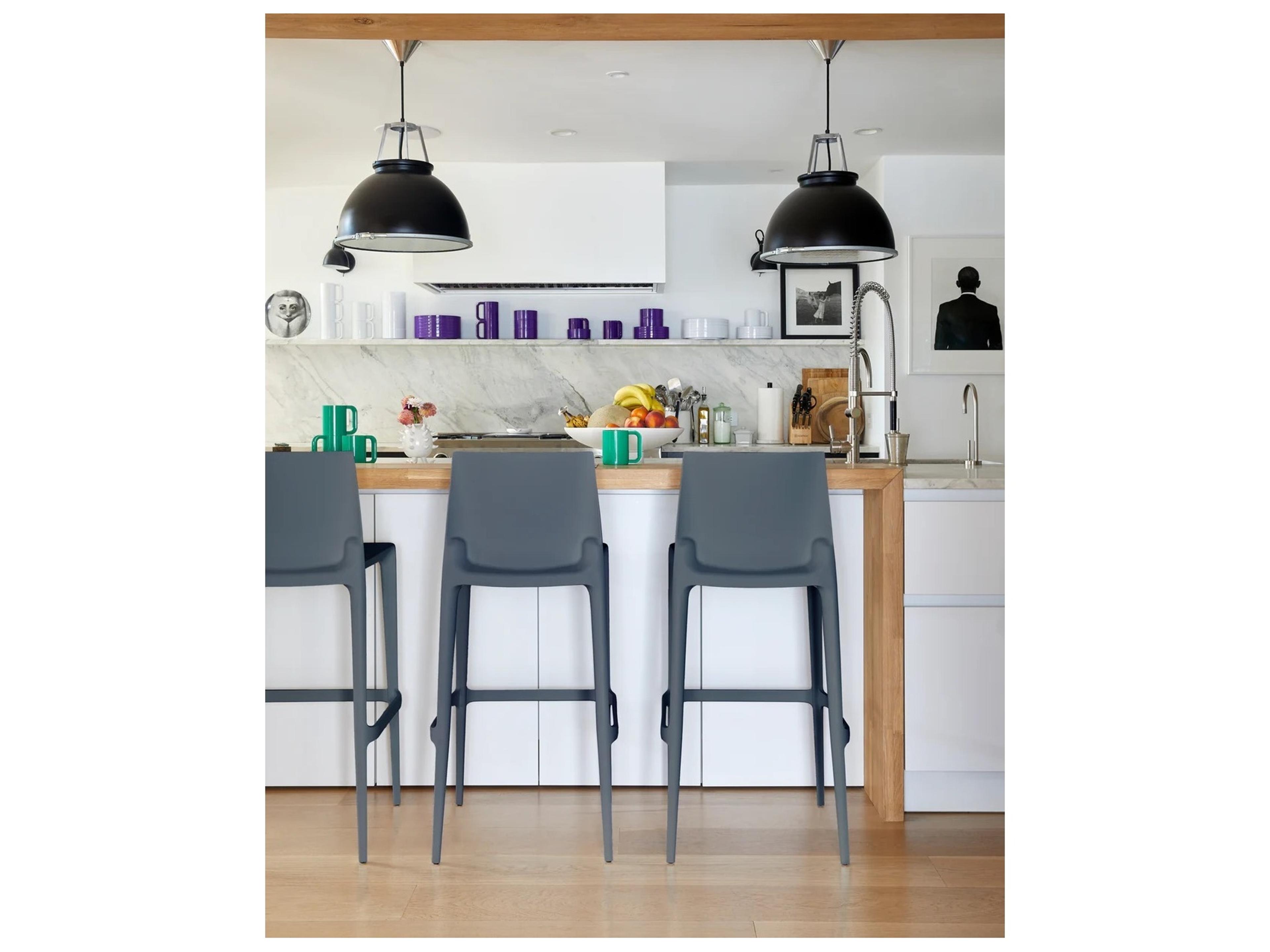 Heller Outdoor Bellini Dark Grey Recycled Plastic Counter Stool - Pack of 2