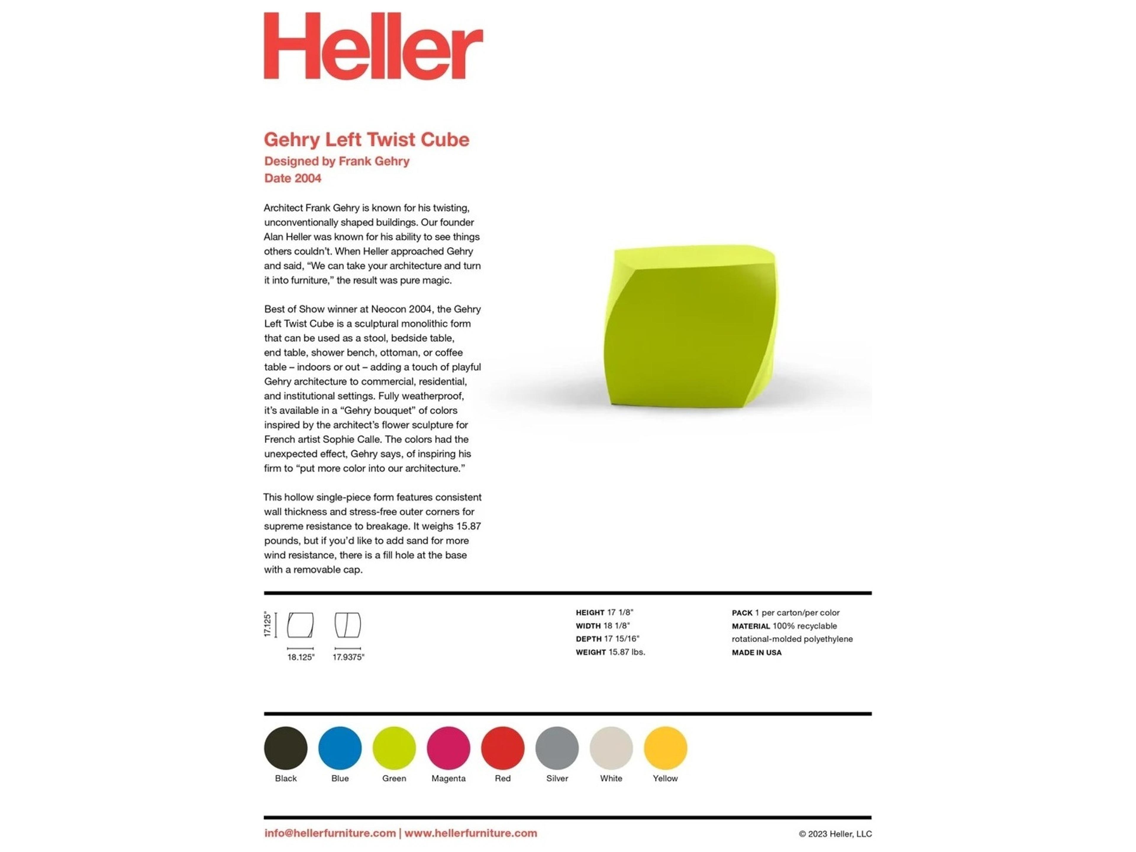 Heller Outdoor Gehry White Polypropylene Square End Table