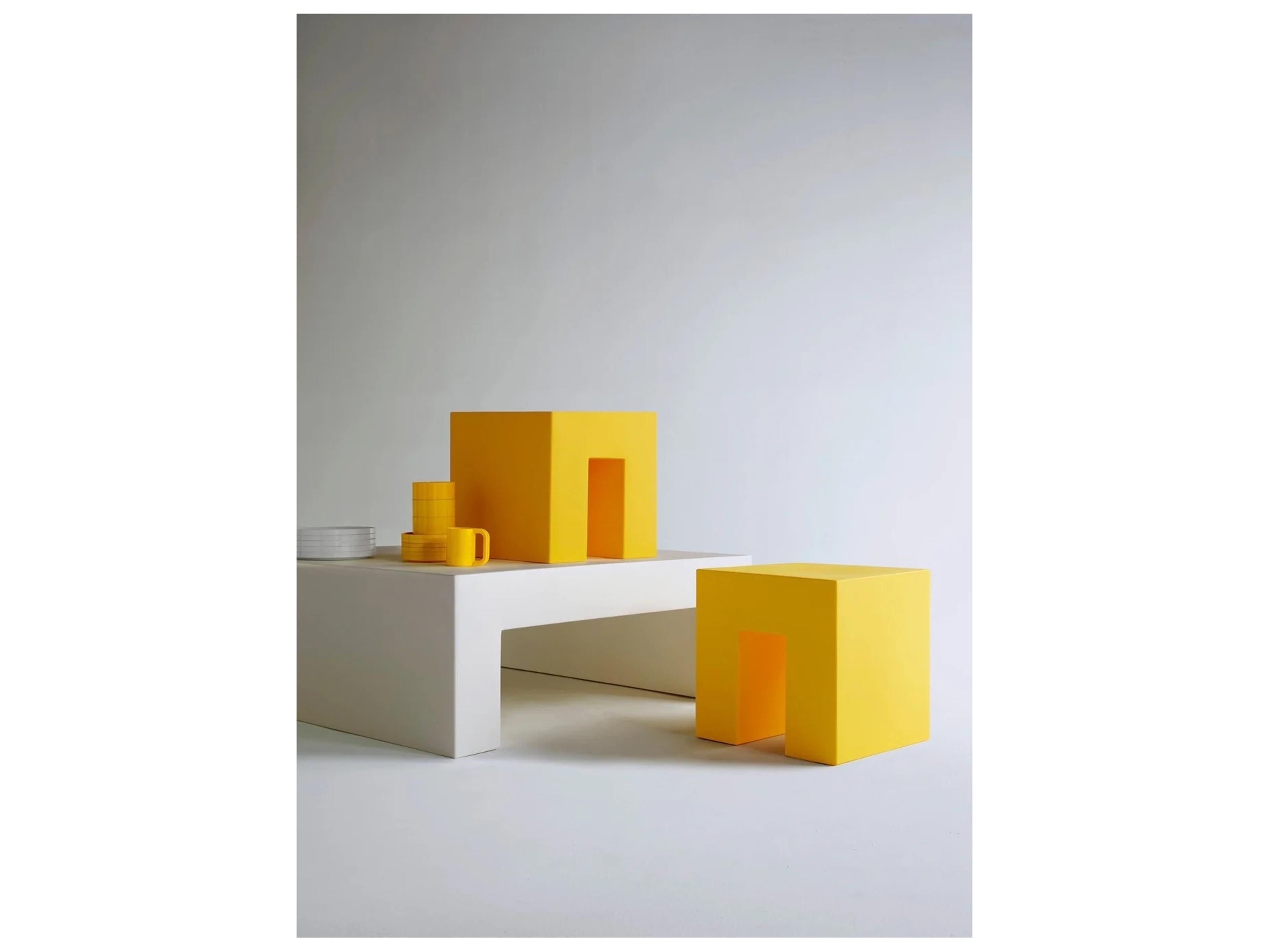 Heller Outdoor Vignelli Stoned Recycled Plastic Square Coffee Table