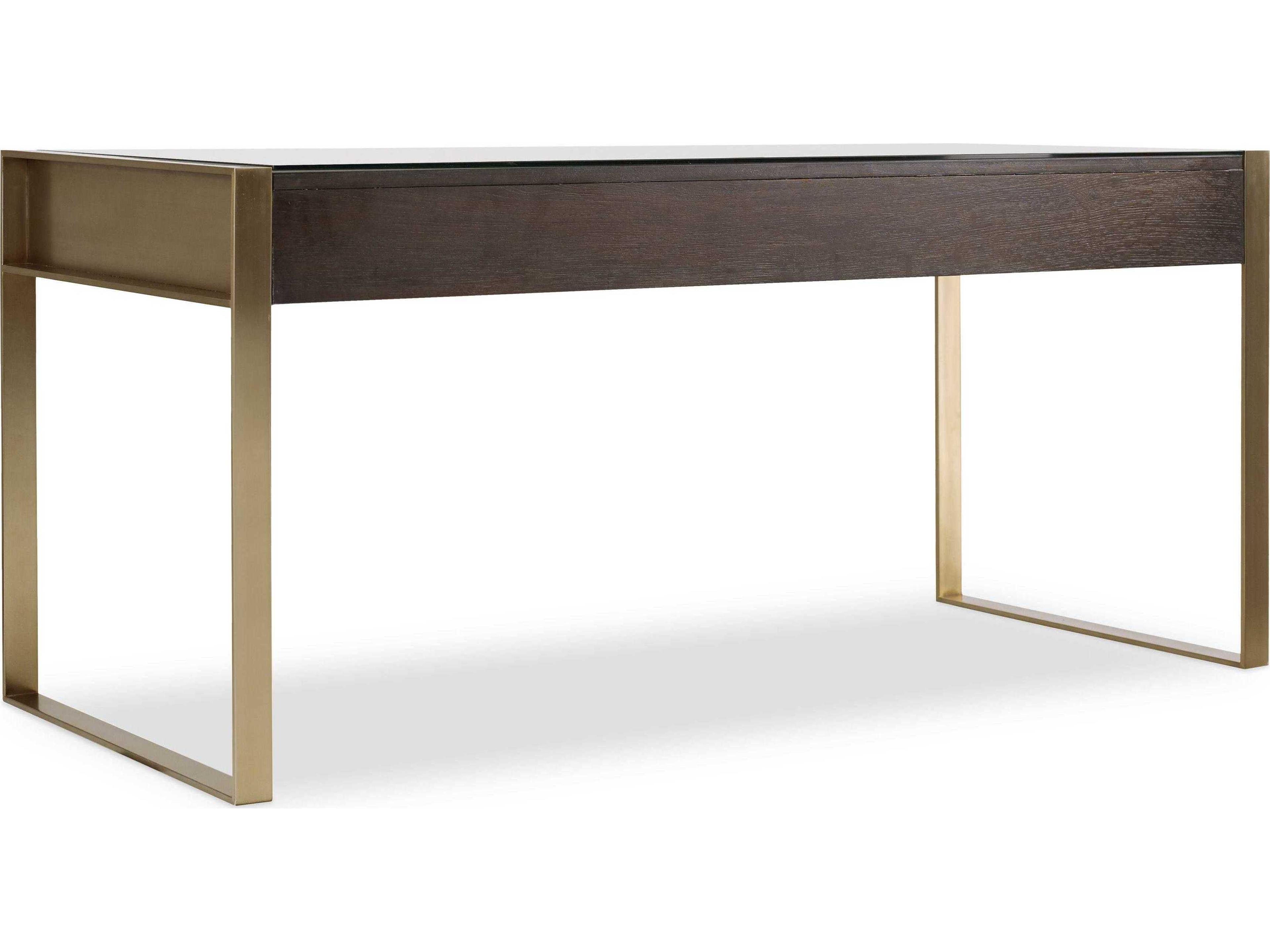 Luxecor Heritage Midnight With Glass Brown Oak Wood Writing Desk