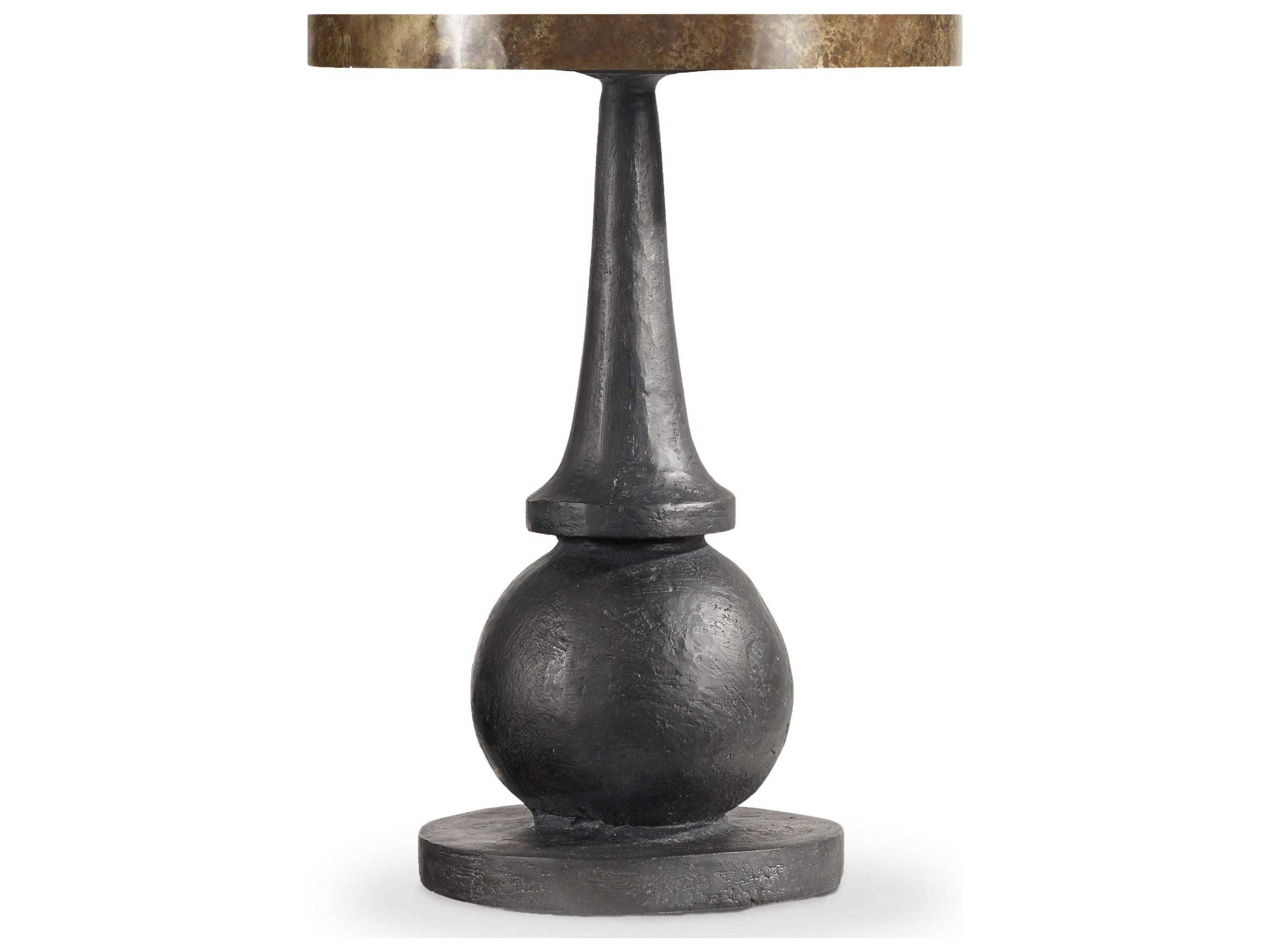 Curata Round Metal Brass With Patina End Table