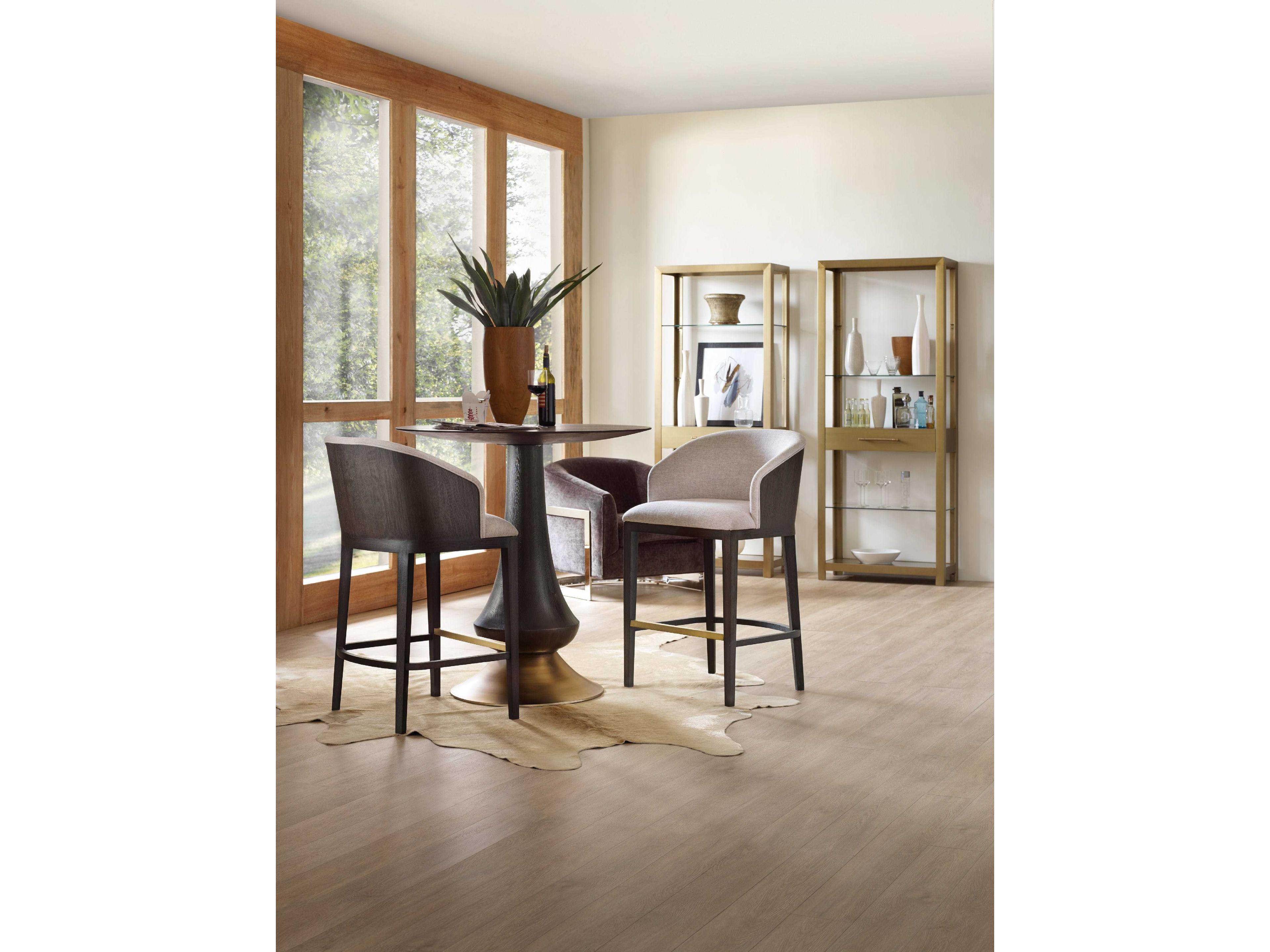 Hooker Furniture Curata Midnight With Brass Round Wood Bar Table