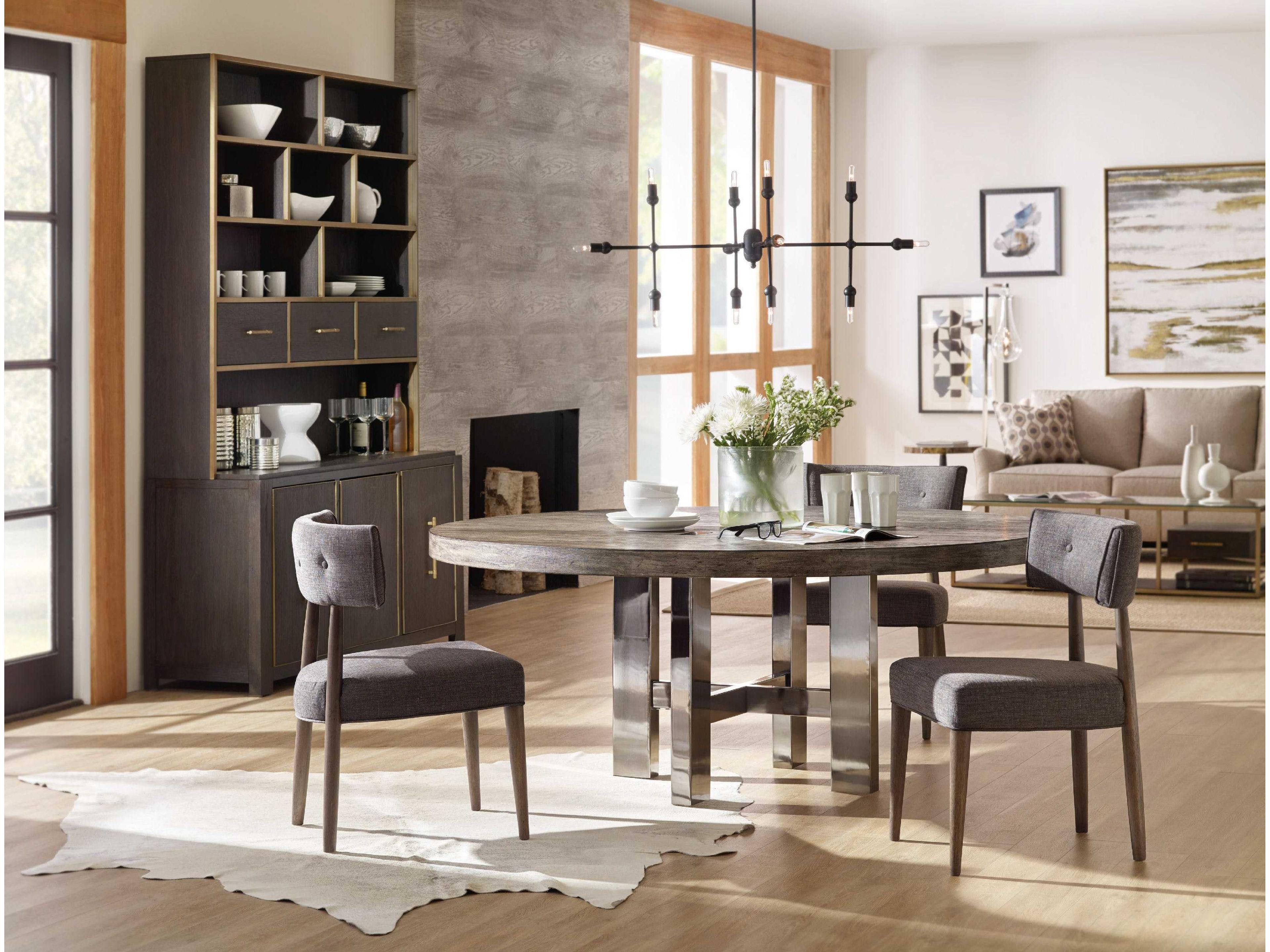 Luxecor Heritage Round Wood Greige With Black Nickel Dining Table