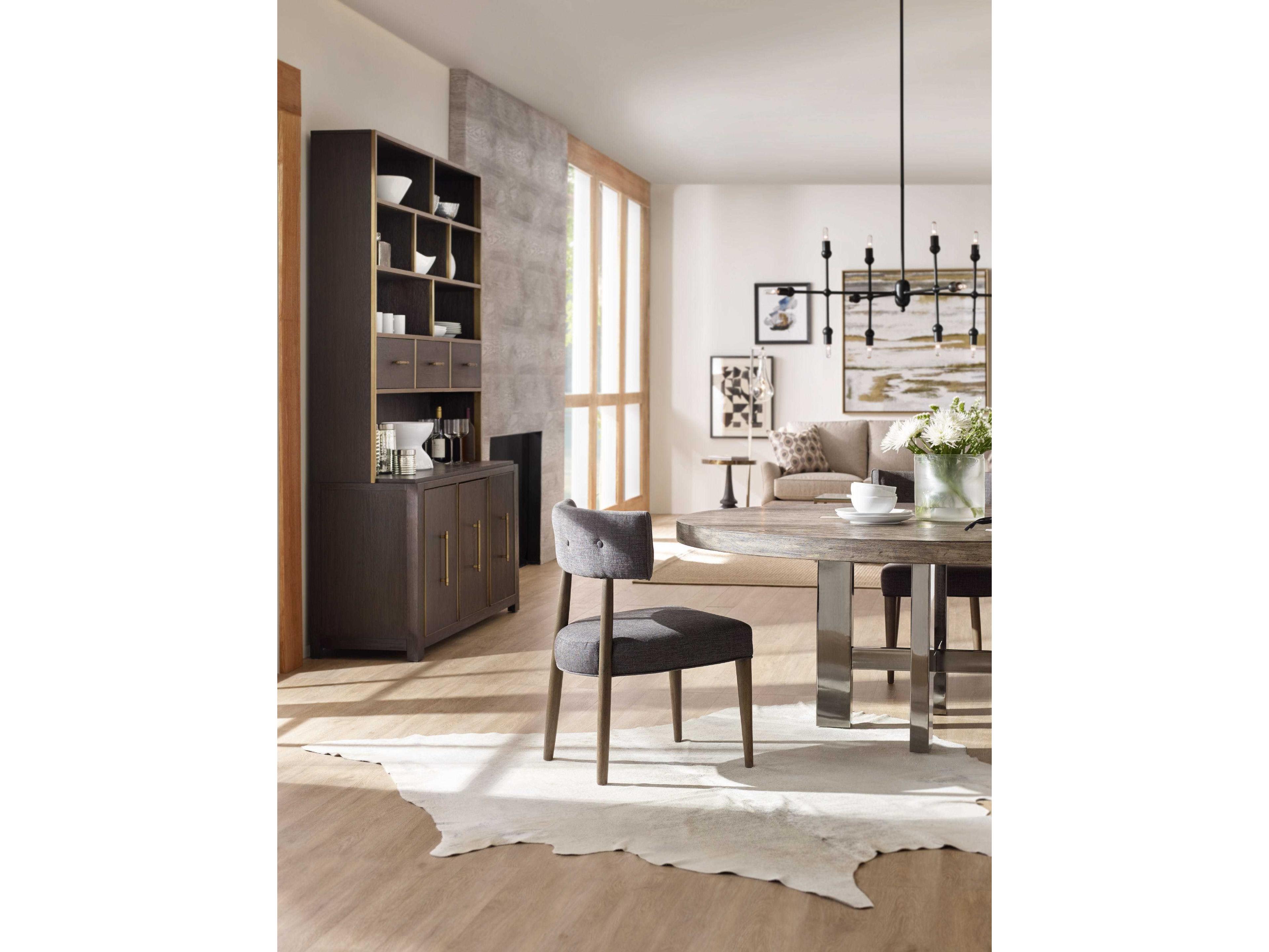 Luxecor Heritage Round Wood Greige With Black Nickel Dining Table