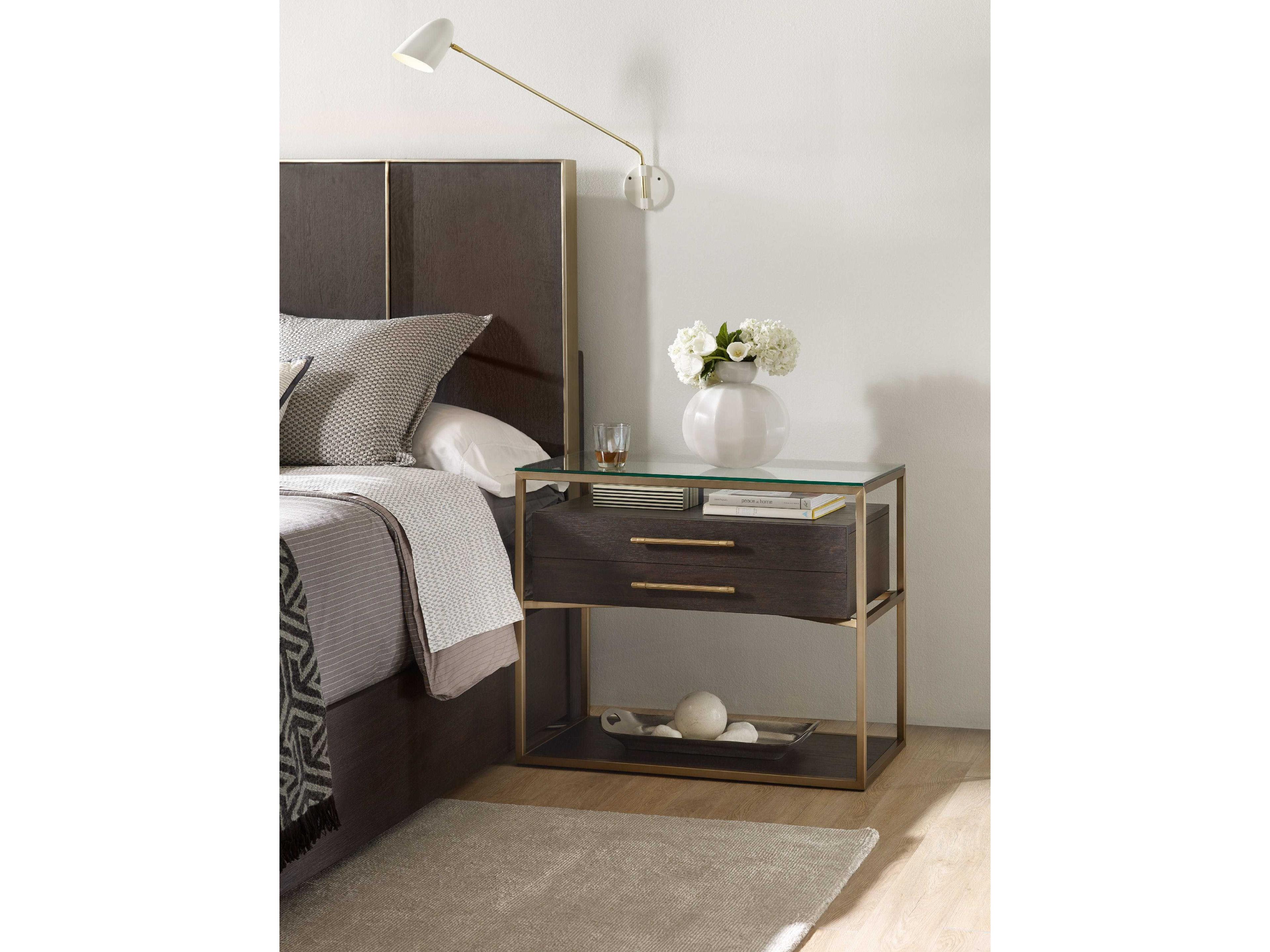 Luxecor Heritage 1-Drawer Brown Oak Wood Nightstand