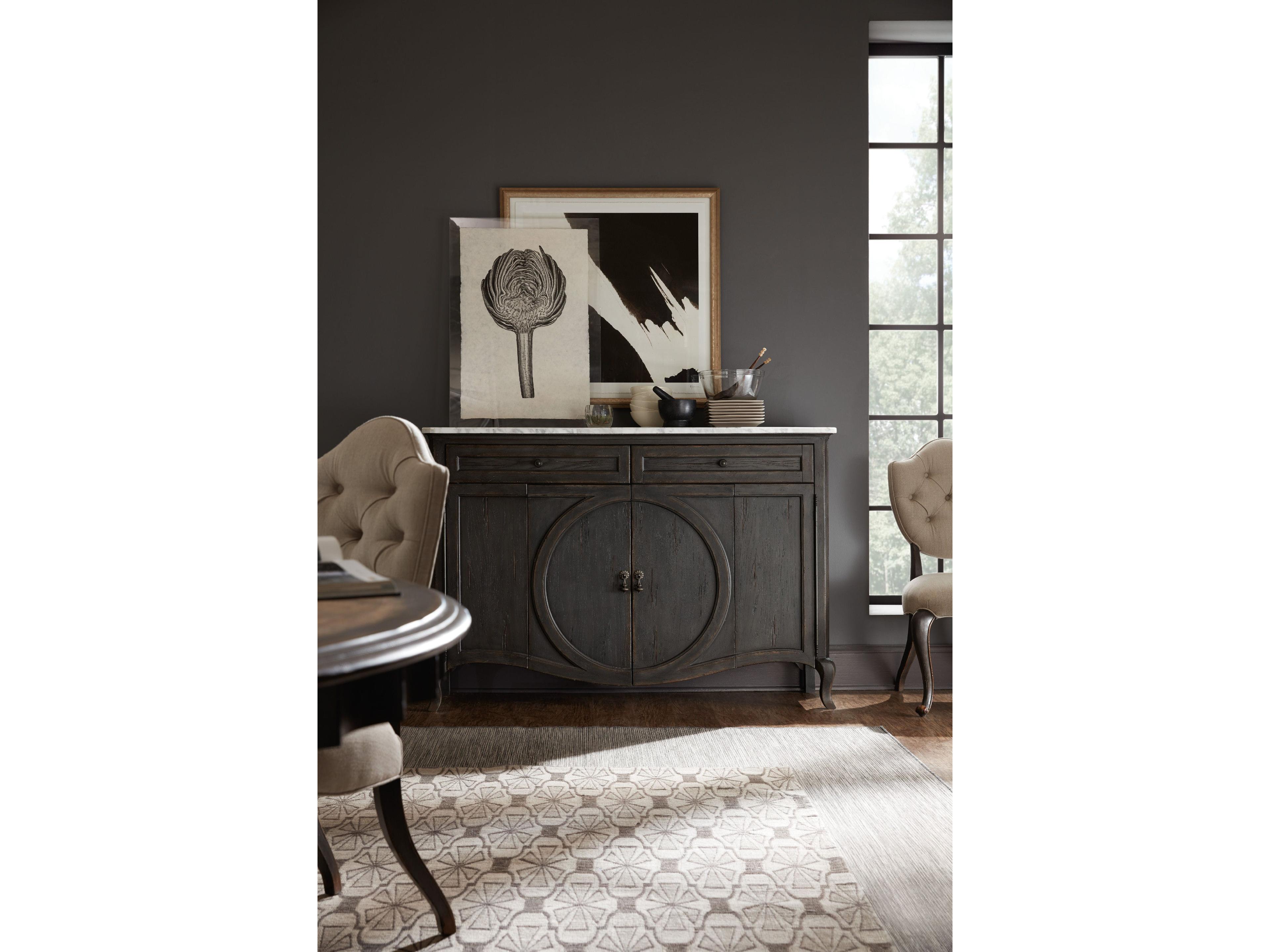 Luxecor Heritage 62" Hardwood Marble Gray Credenza Sideboard