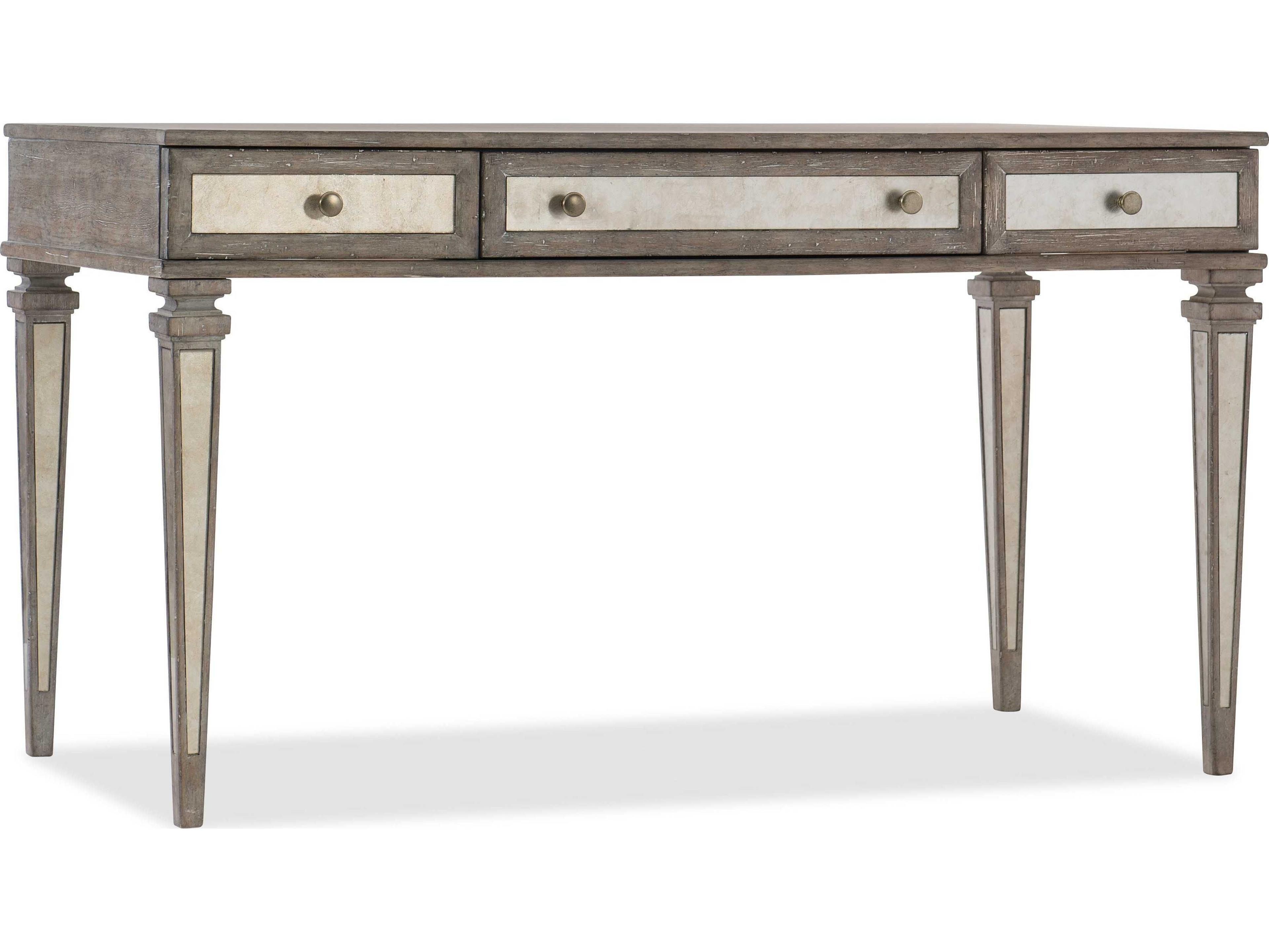 Rustic Glam Light Wood Gray Secretary Desk
