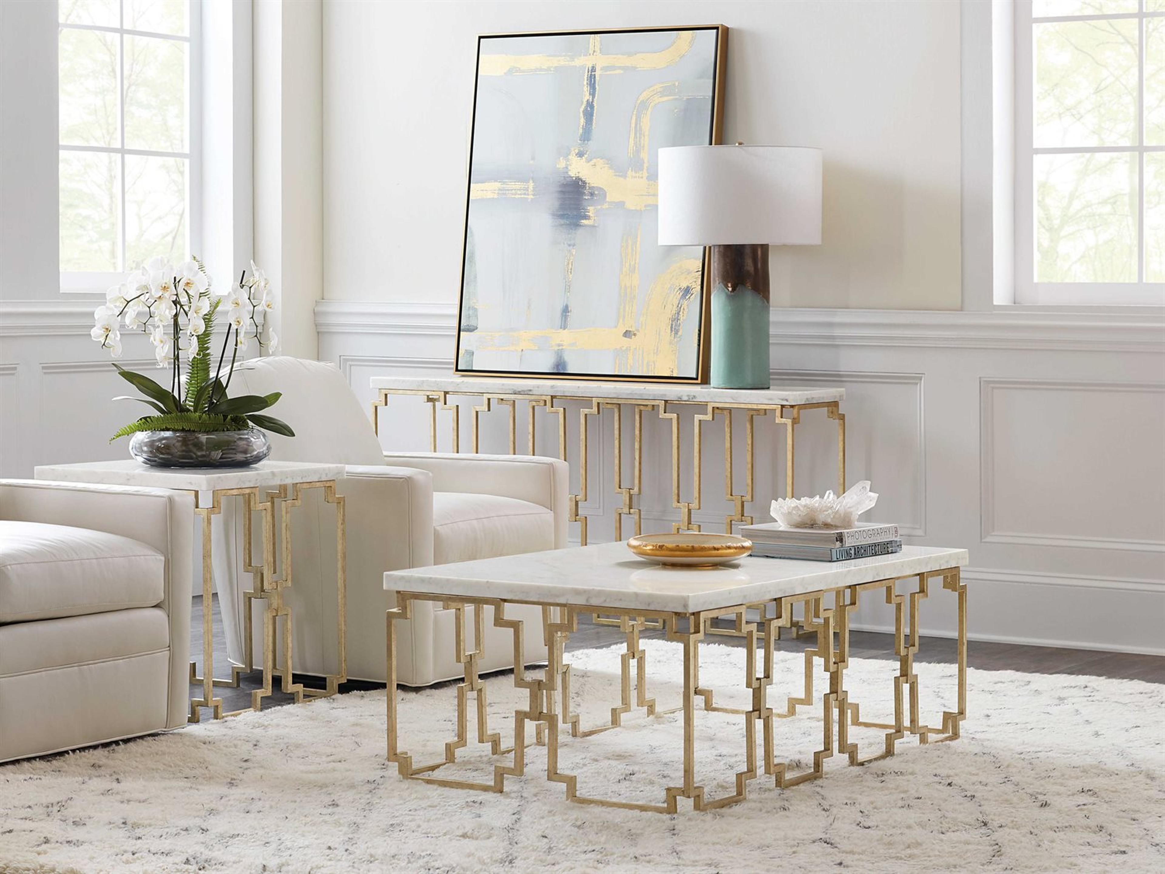 Luxecor Evermore Rectangular Kala White Marble Gold Console Table