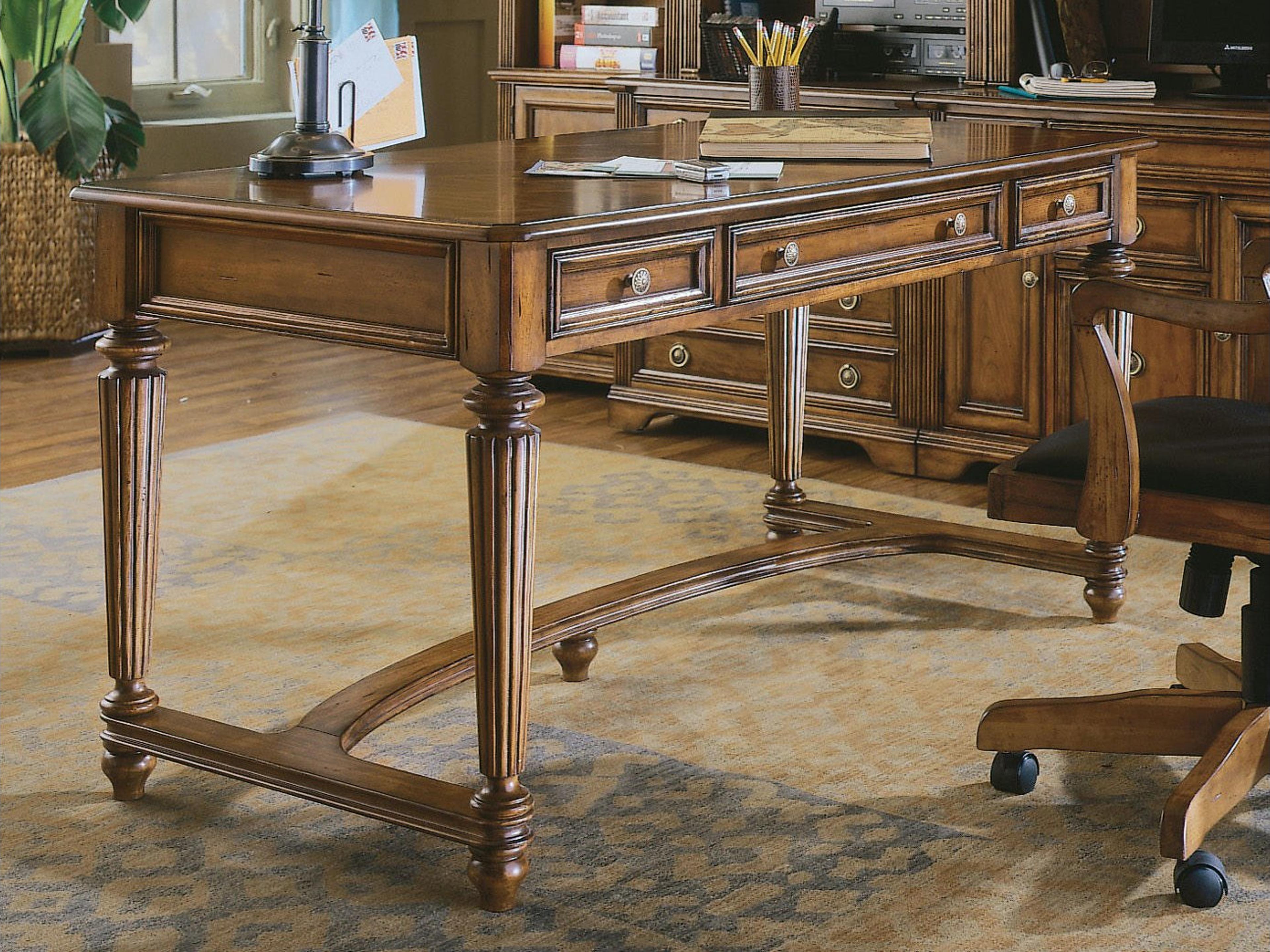Brookhaven Leg Desk with Power Supply in Distressed Clear Cherry