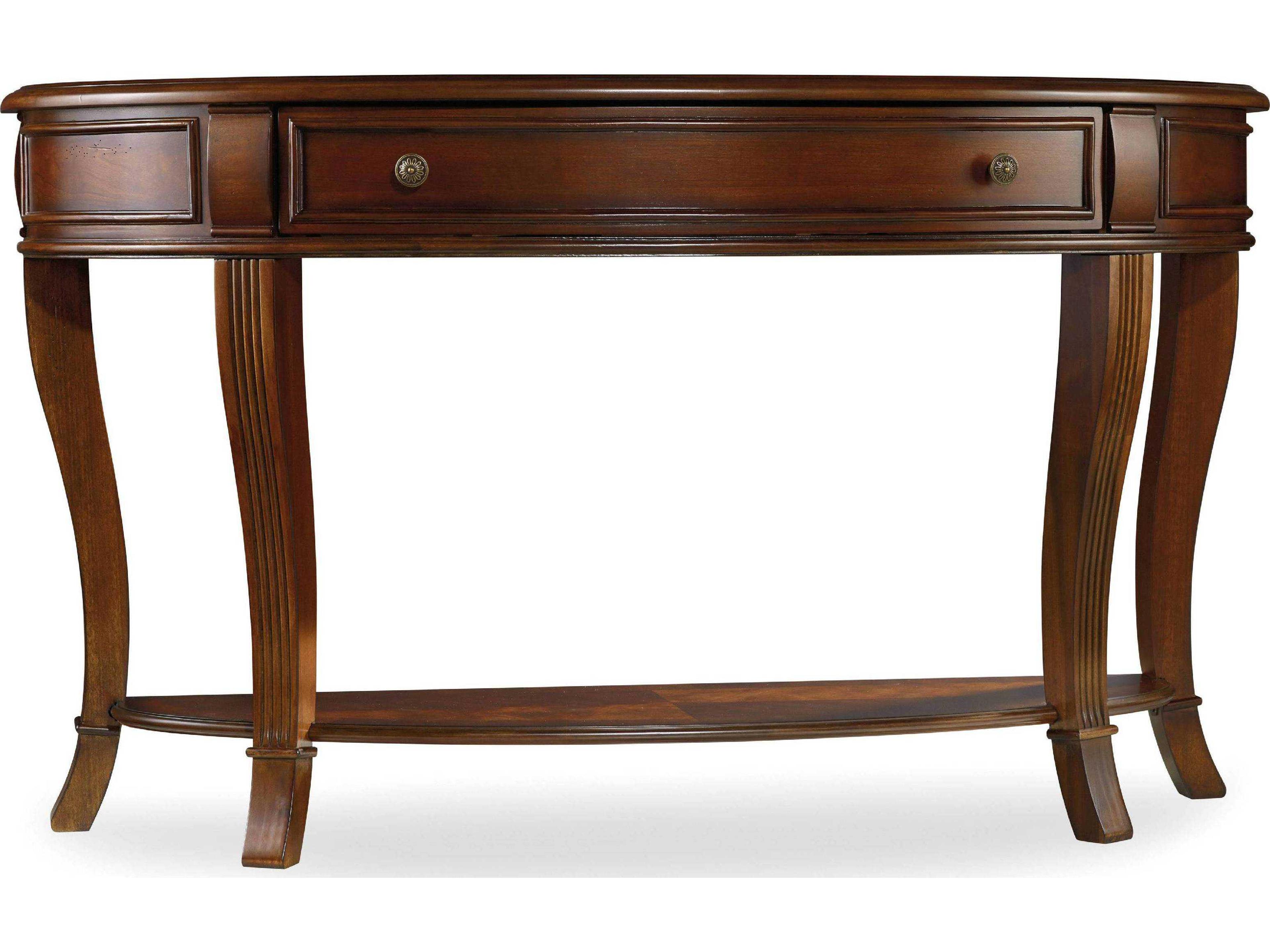 Brookhaven Demilune Distressed Clear Cherry Wood Console Table