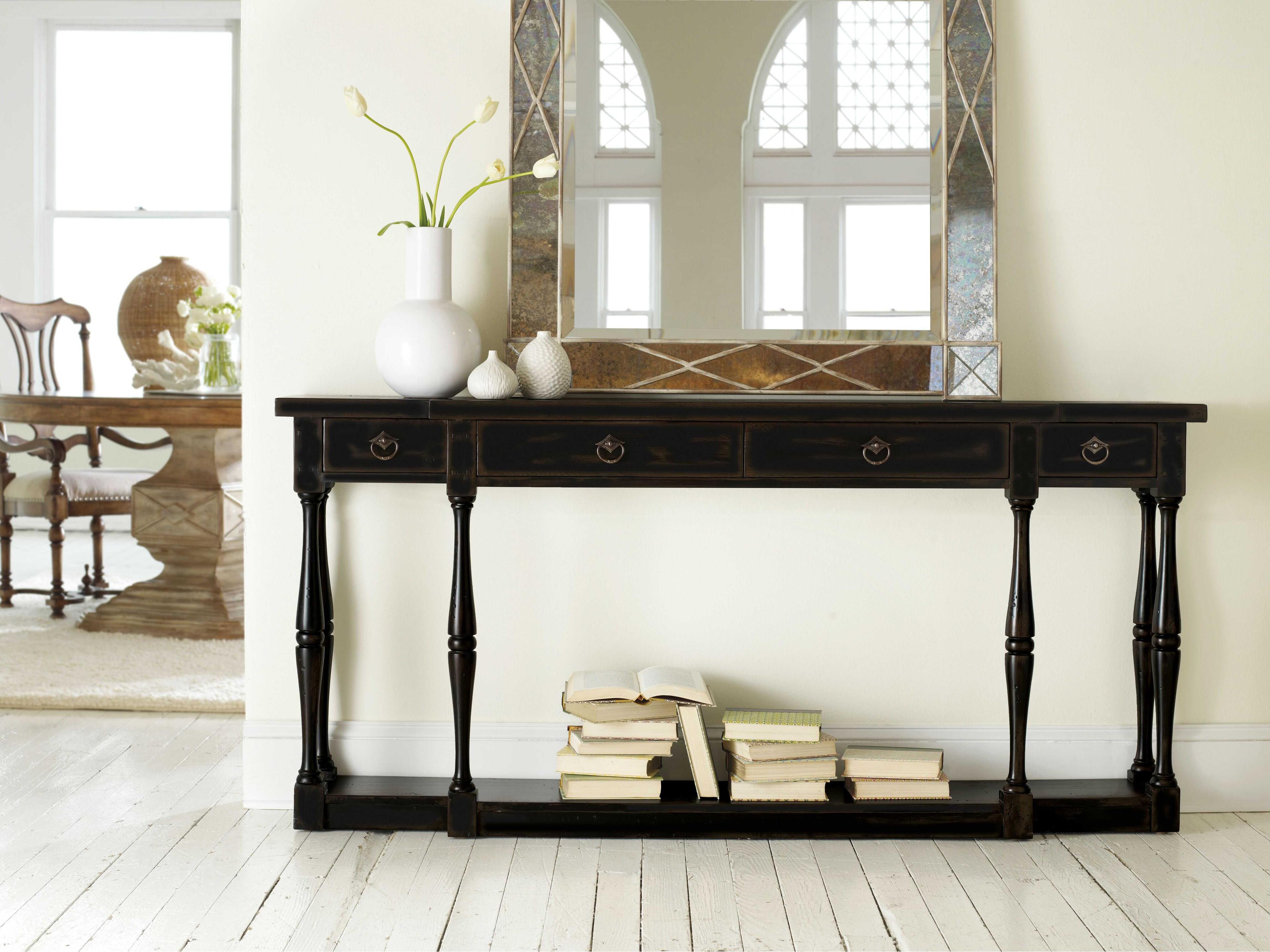 Luxecor Heritage Rectangular Wood Black Console Table