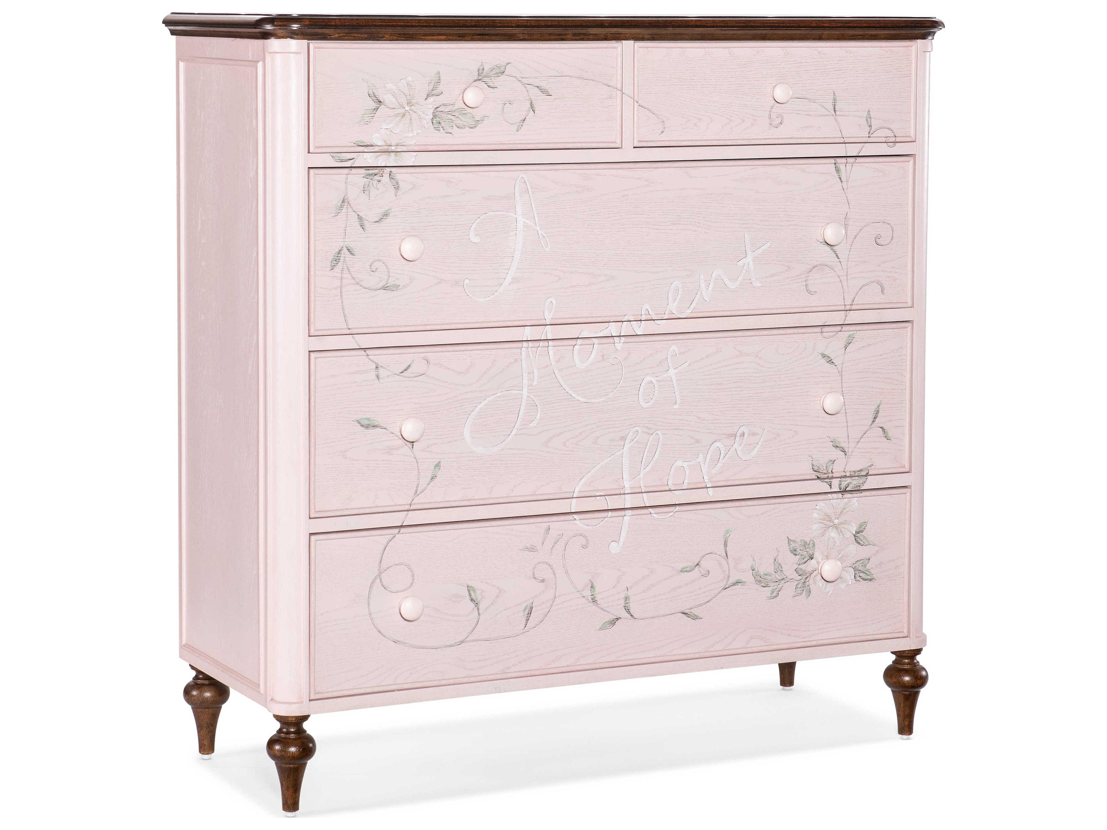 Komen 3-Drawers Pink Oak Wood Accent Chest