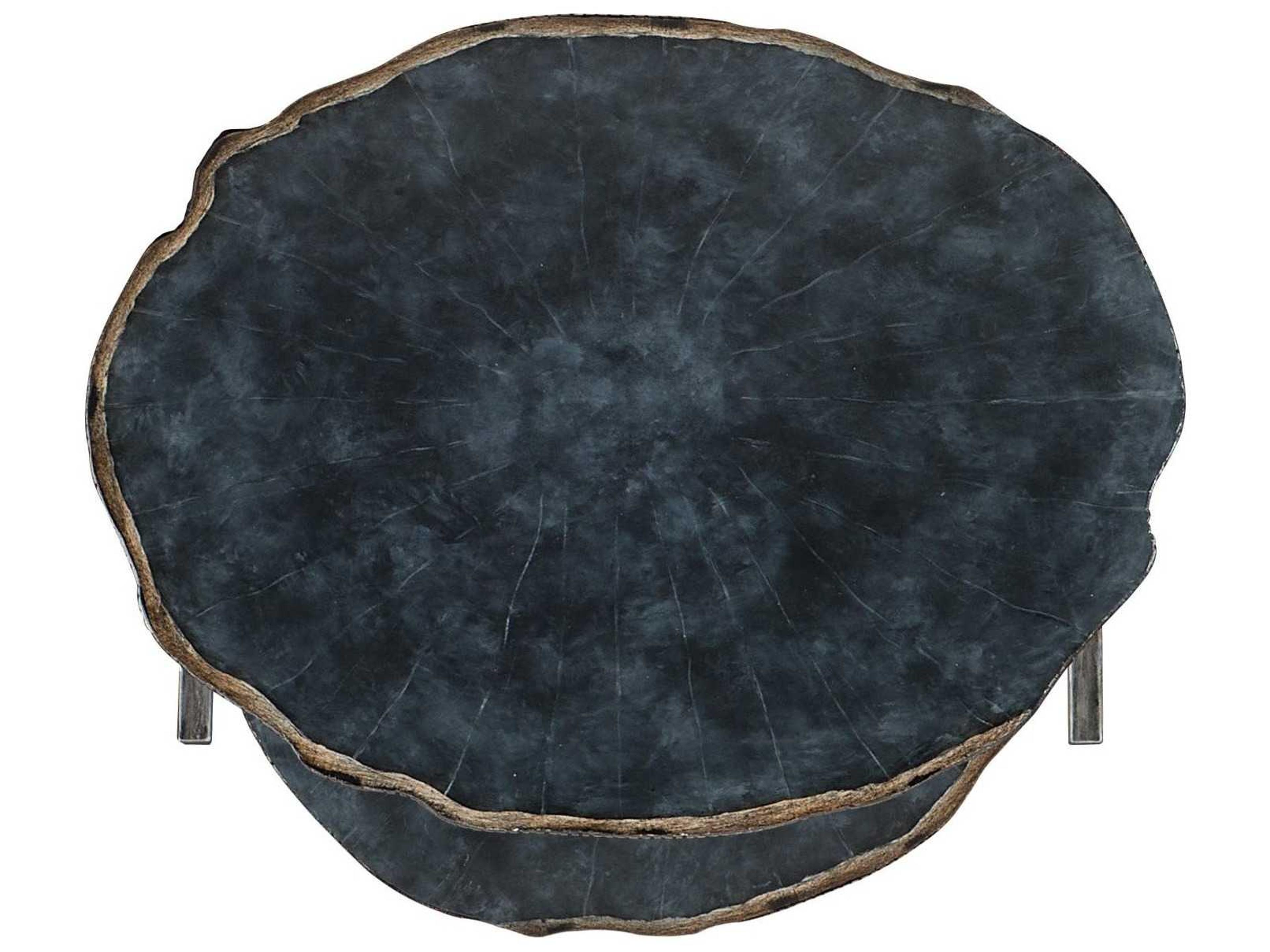 Hooker Furniture Nesting Oval Stone Brass Lacquer End Table