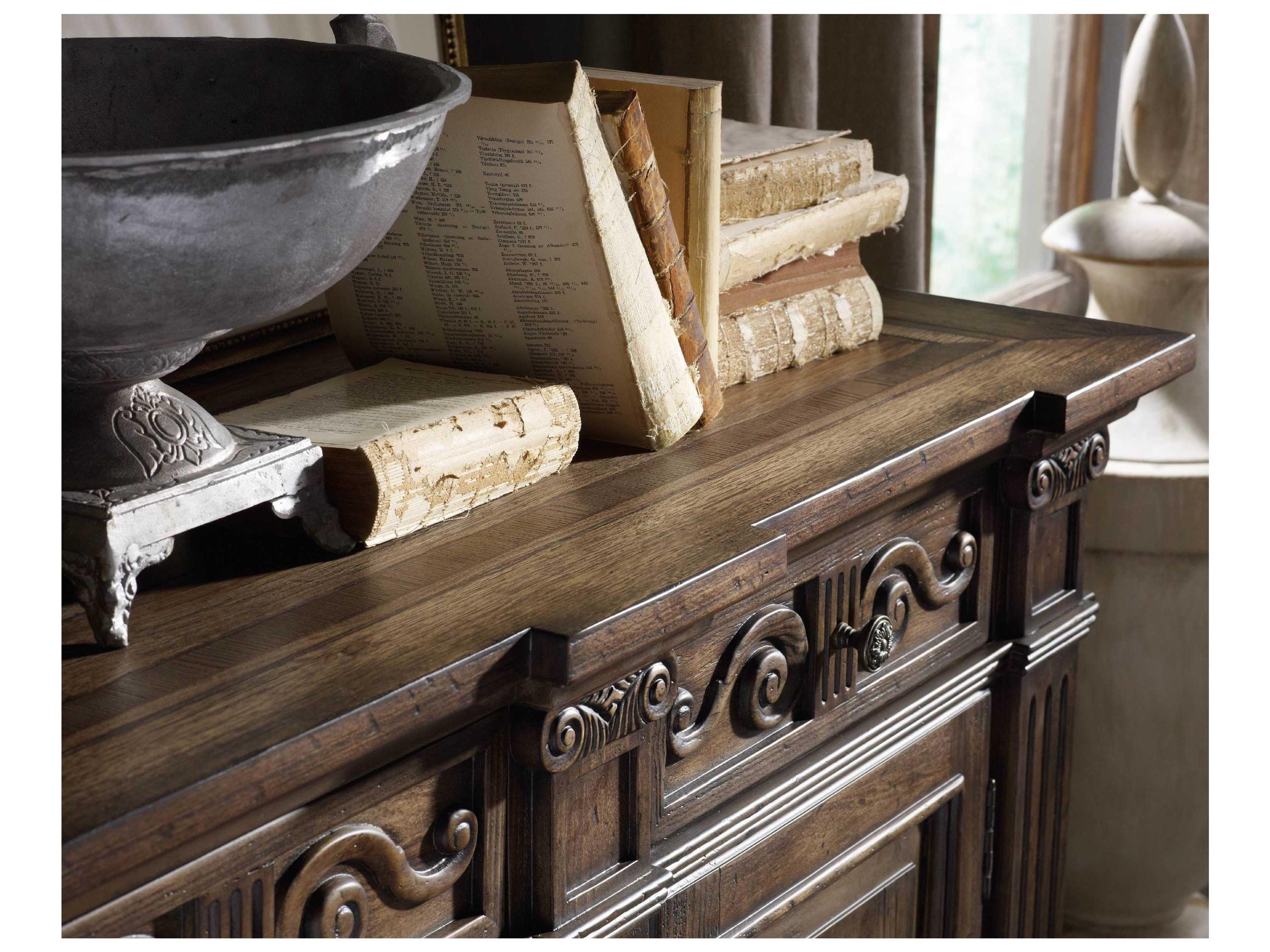 Luxecor Heritage 72" Ash Wood Walnut Colored Rustic Credenza Sideboard