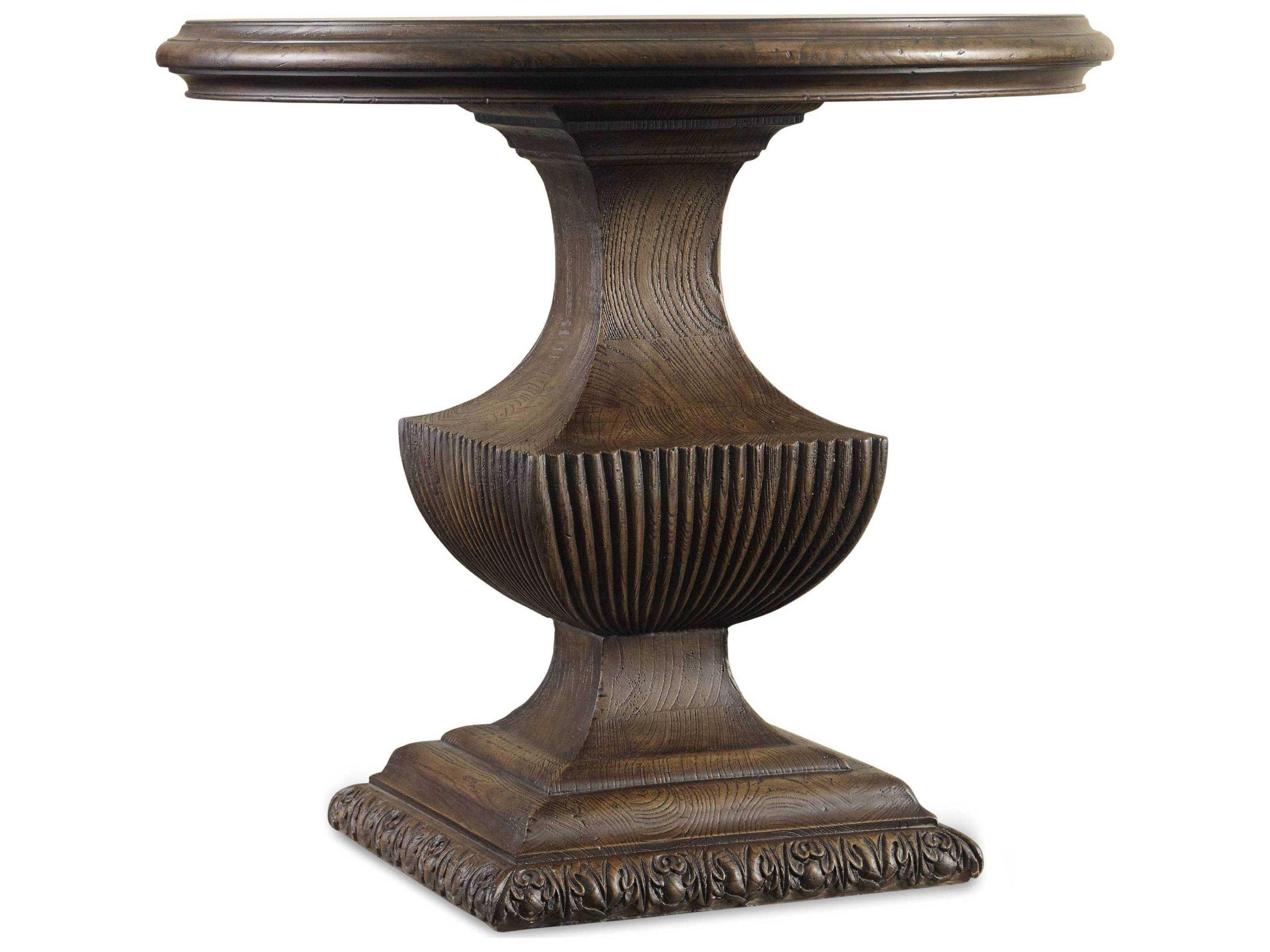Heritage Urn Pedestal Brown Hardwood Nightstand