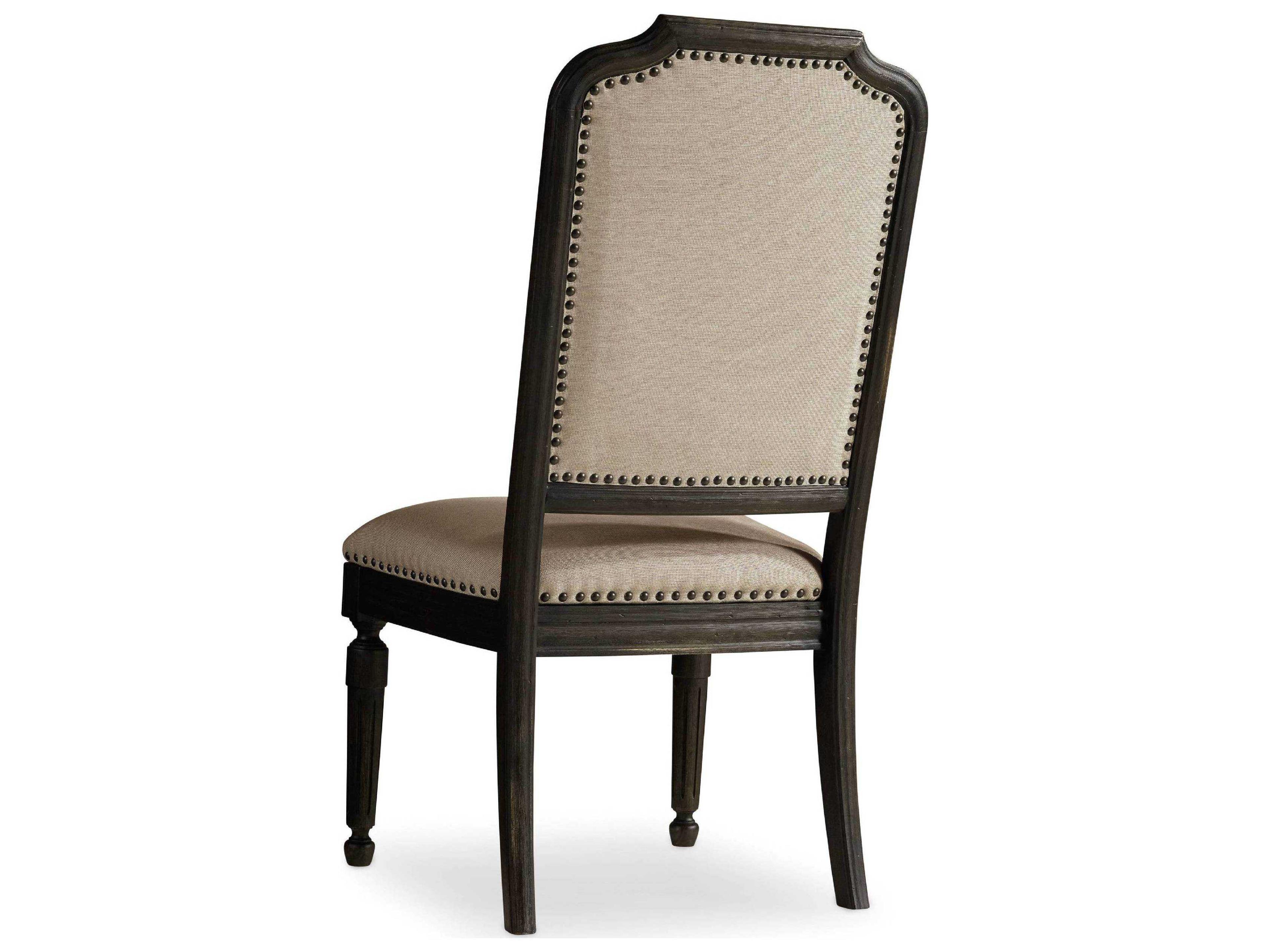 Heritage Acacia Wood Brown Upholstered Side Dining Chair