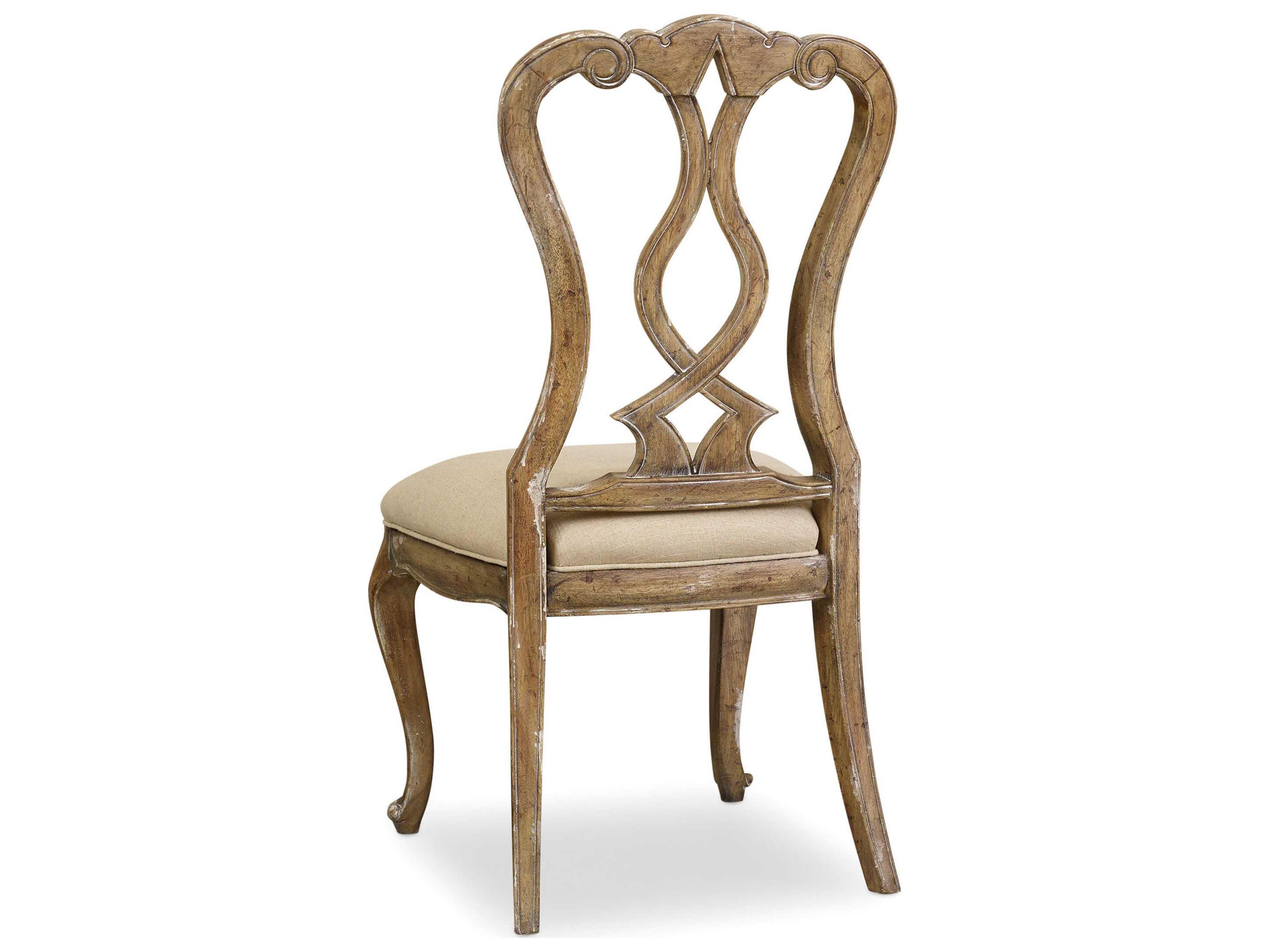 Heritage Rubberwood Beige Upholstered Side Dining Chair