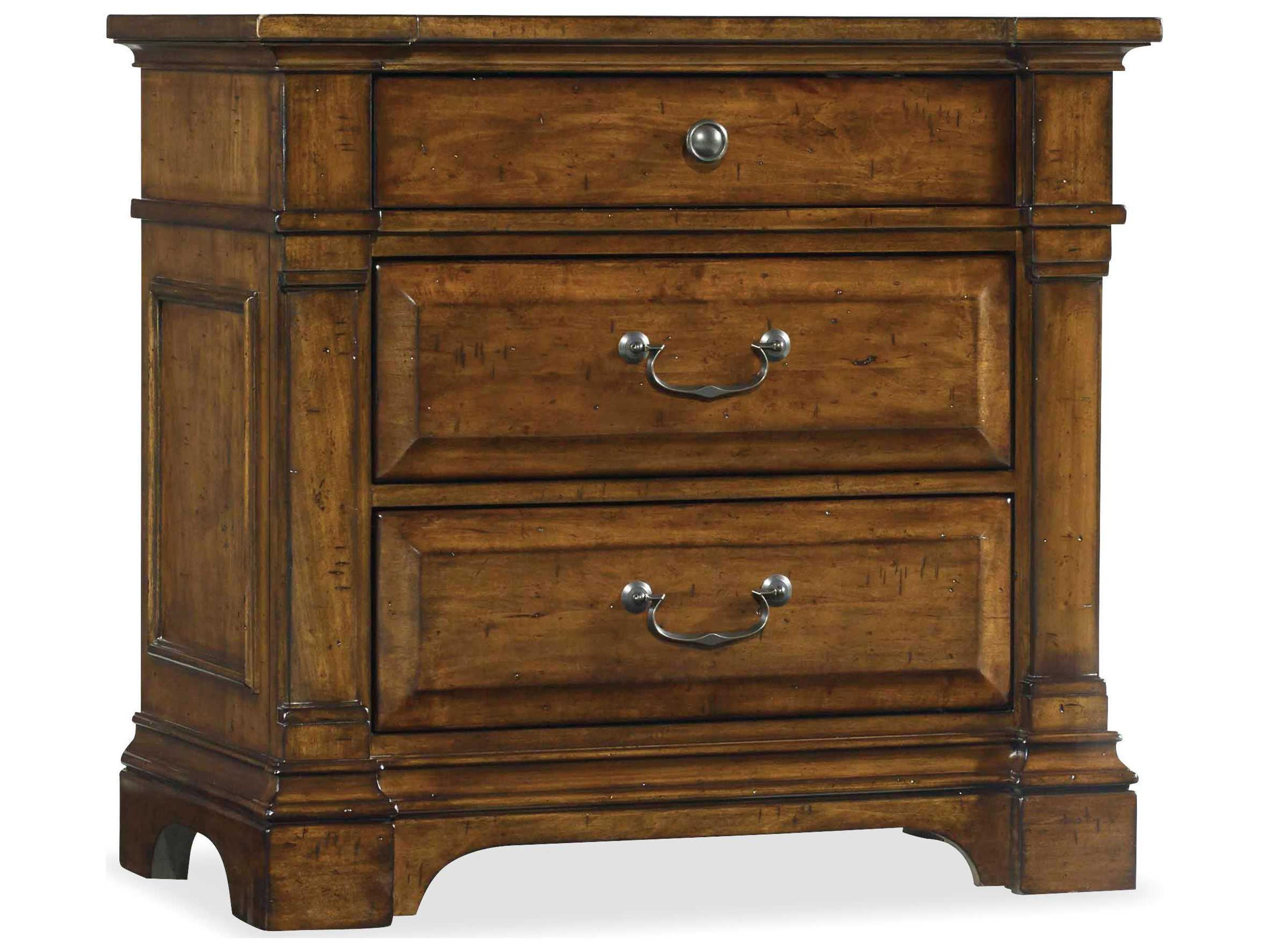 Tynecastle 3-Drawers Brown Alder Wood Nightstand