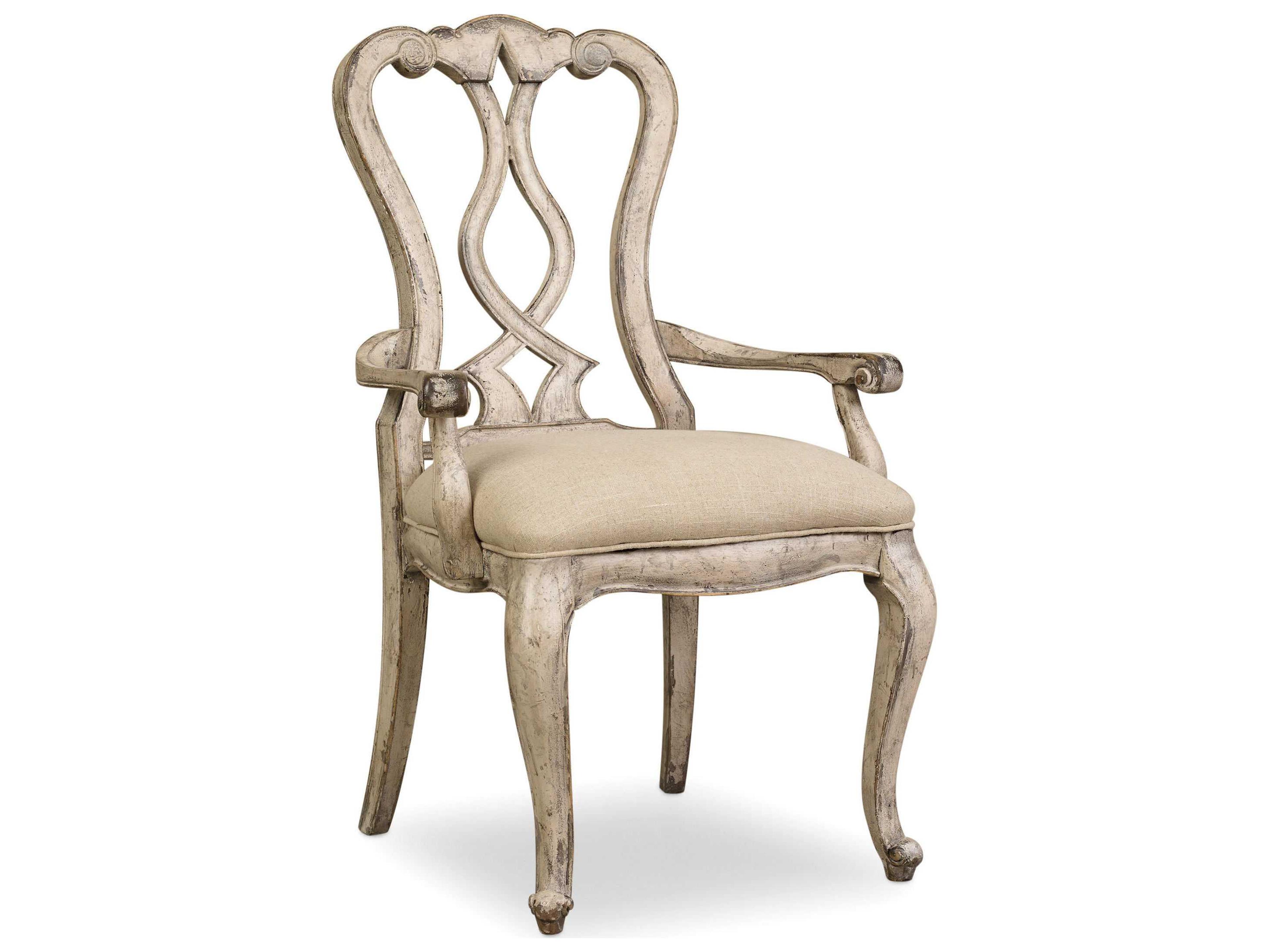 Luxecor Heritage Rubberwood White Upholstered Arm Dining Chair