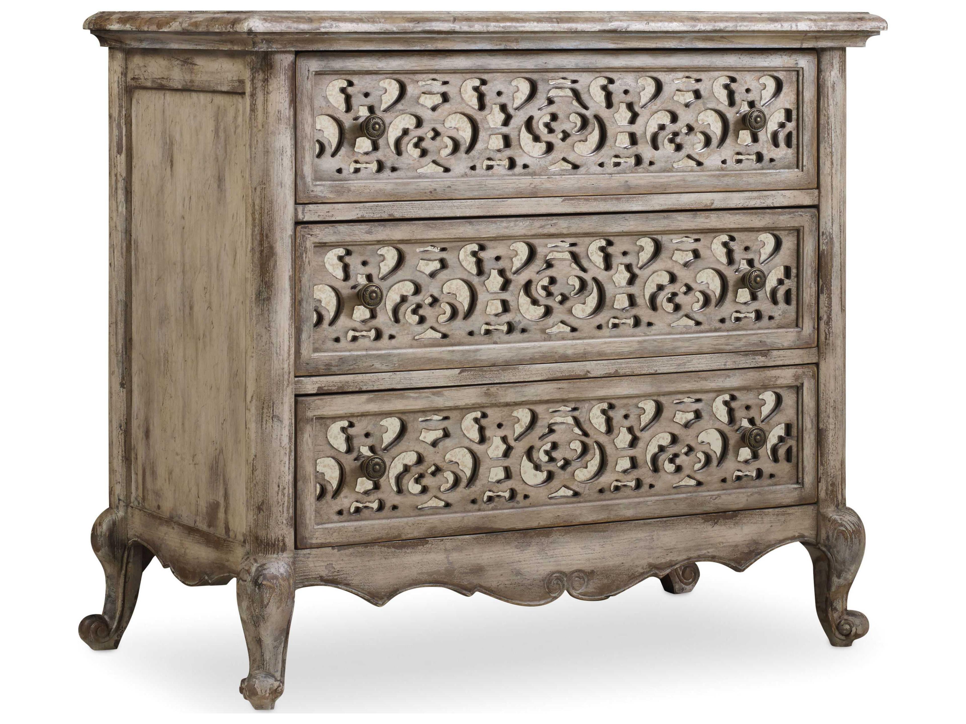 Luxecor Heritage Fretwork 3-Drawers White Hardwood Nightstand