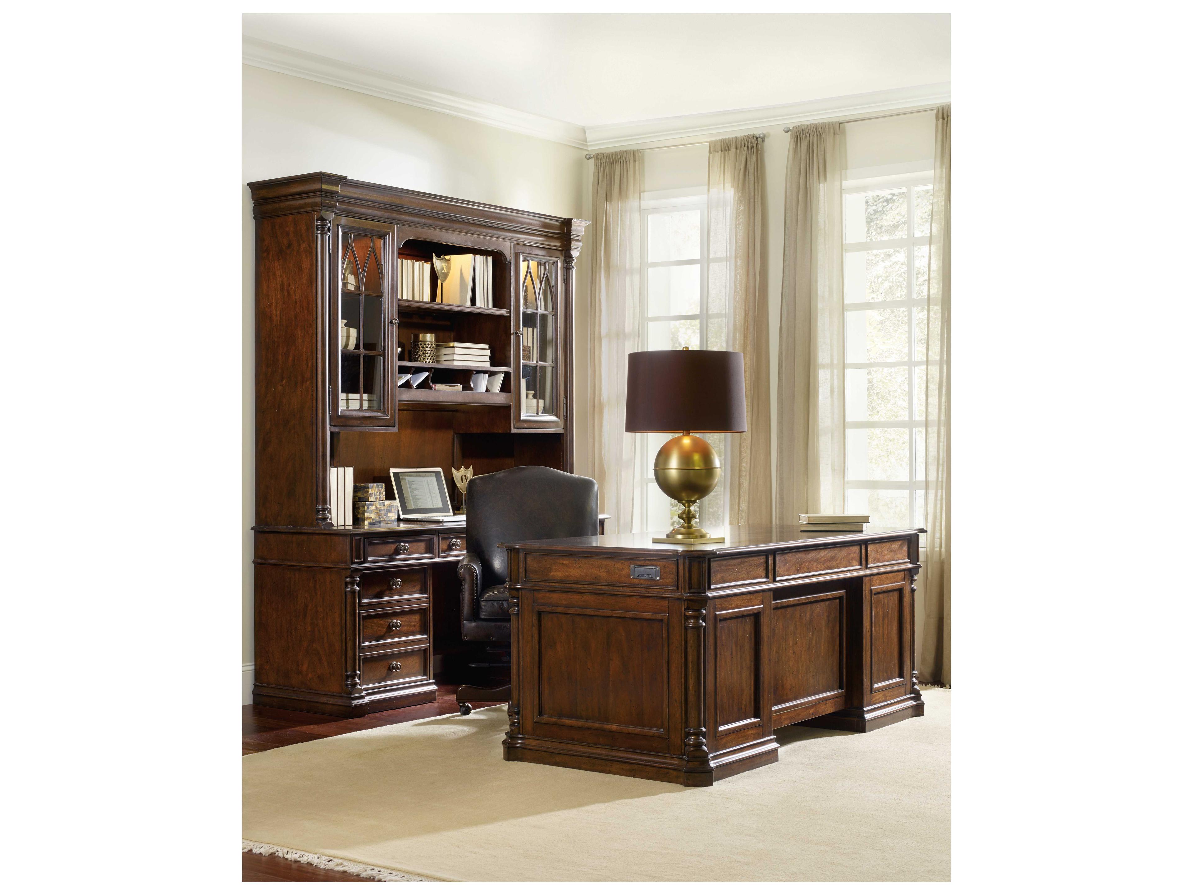 Hooker Furniture Leesburg Rich Dark Wood Brown Mahogany Executive Desk