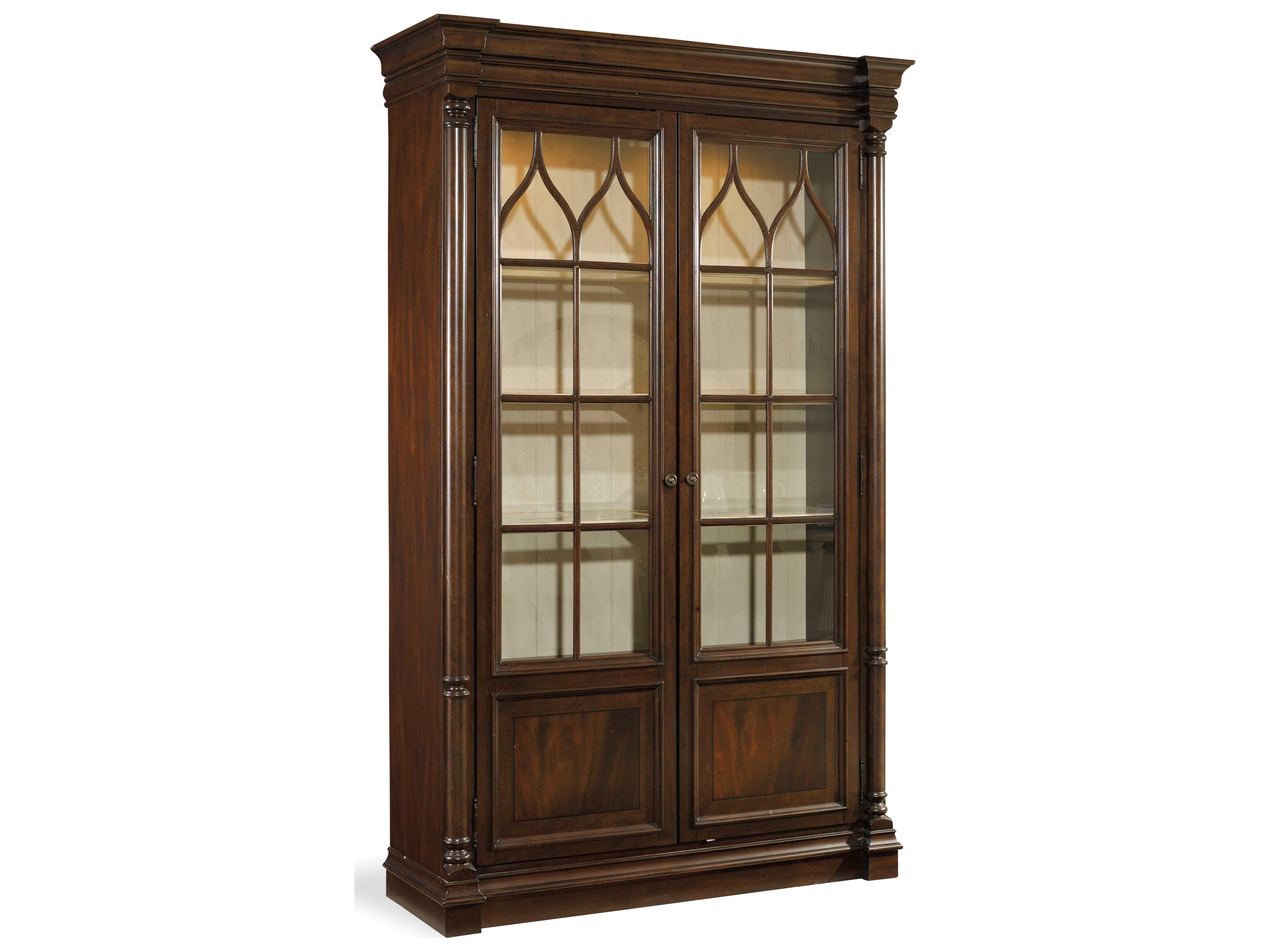 Leesburg Mahogany Wood Features A Rich Dark Display Cabinet