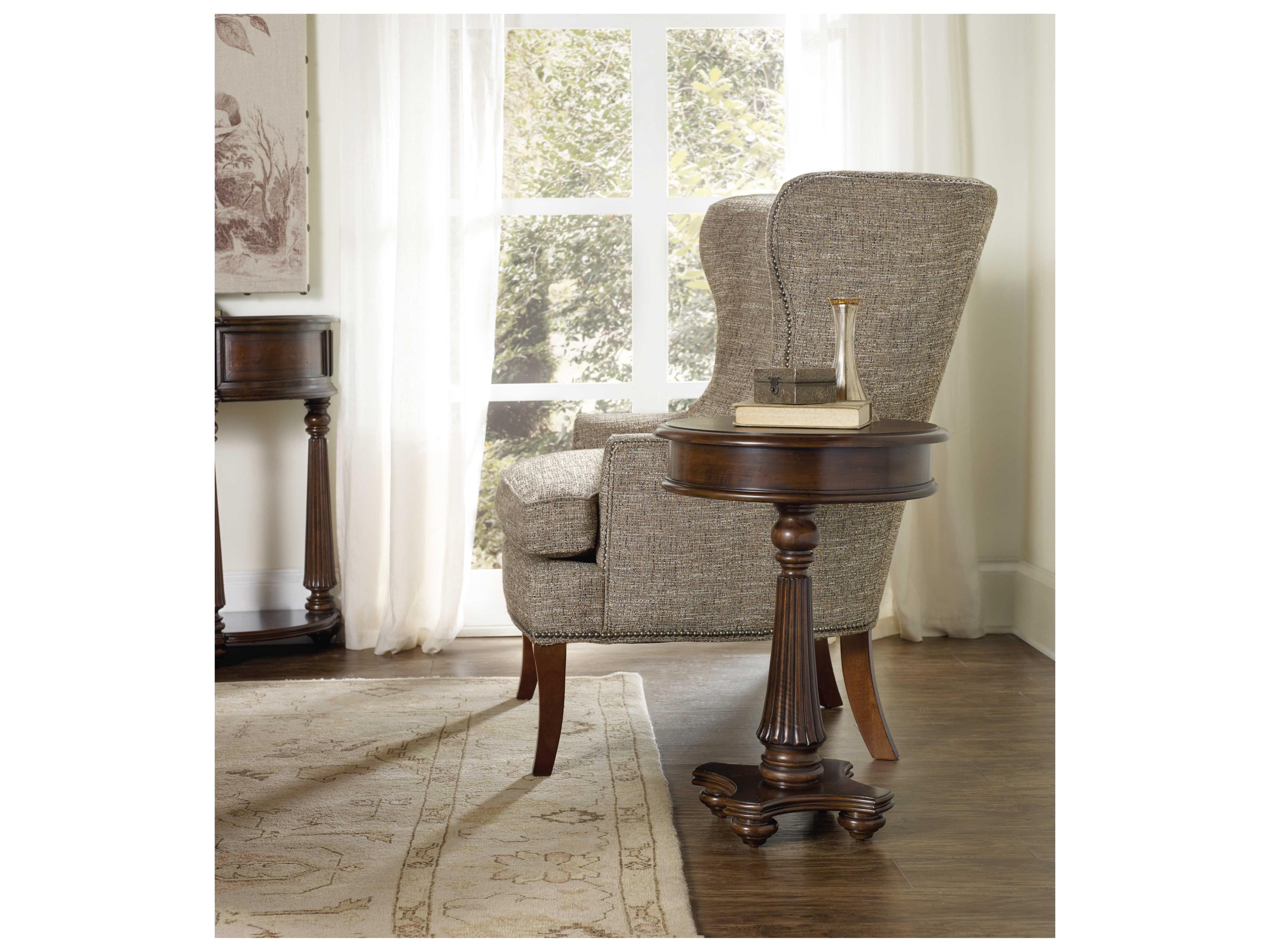 Luxecor Heritage Martini Round Features A Rich Dark Wood End Table
