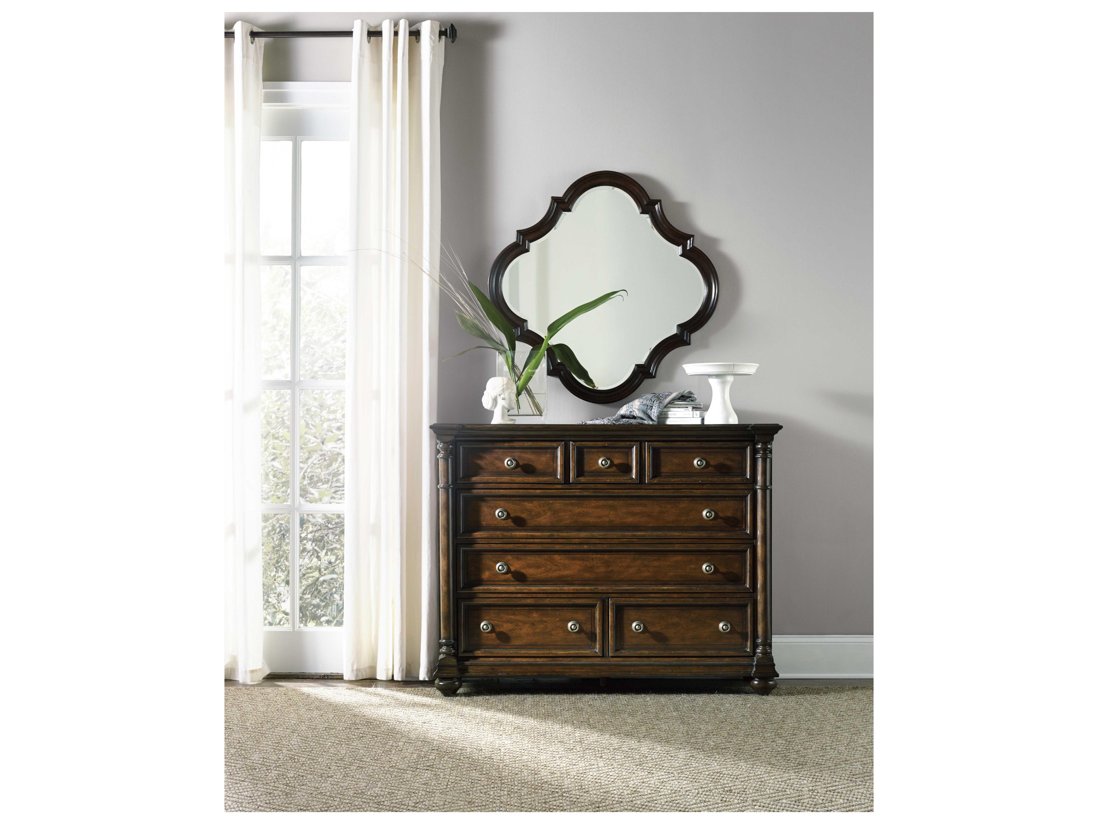Luxecor Heritage Bureau 7-Drawers Brown Mahogany Wood Double Dresser
