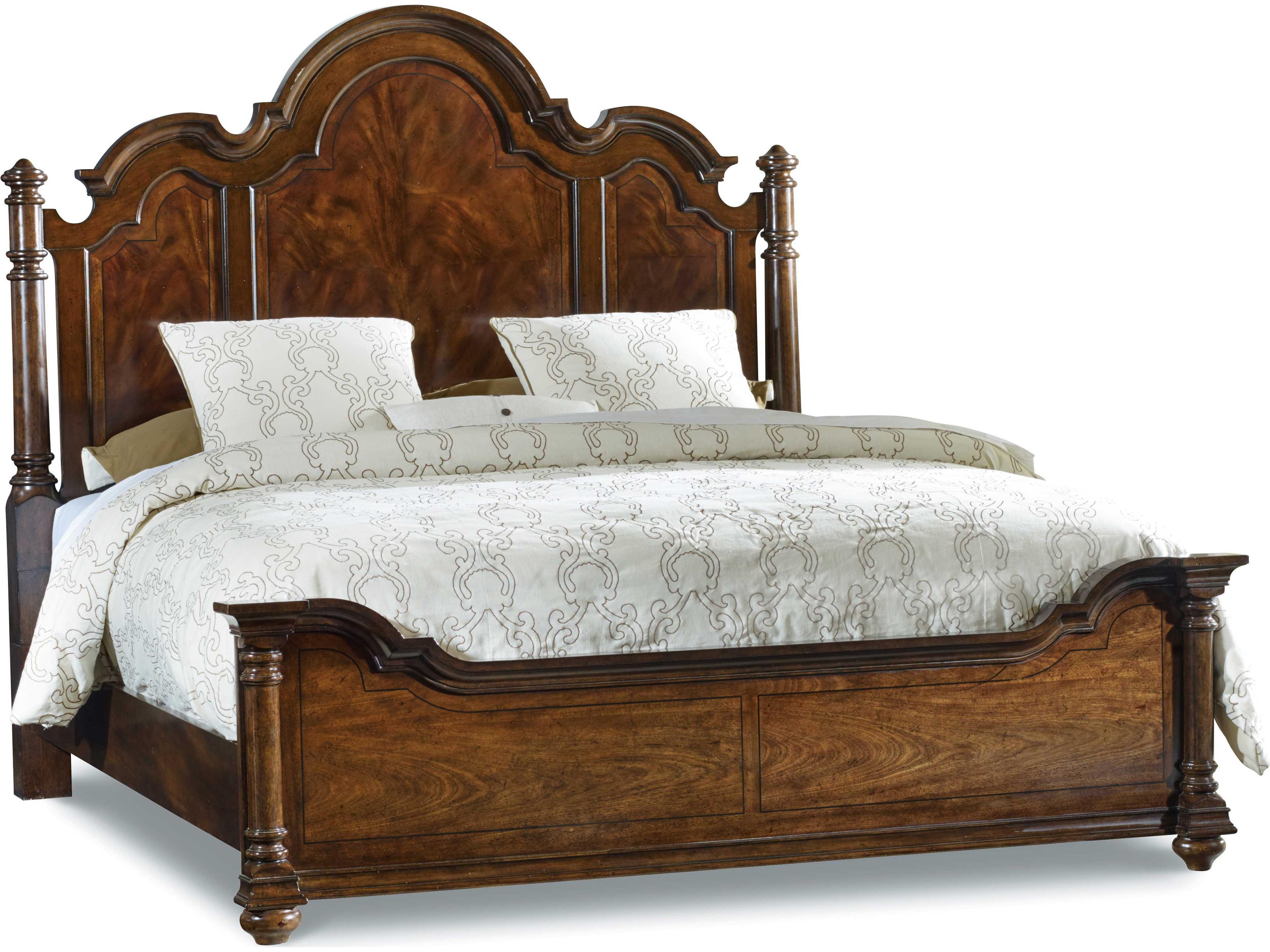 Leesburg Rich Brown Mahogany Wood King Poster Bed