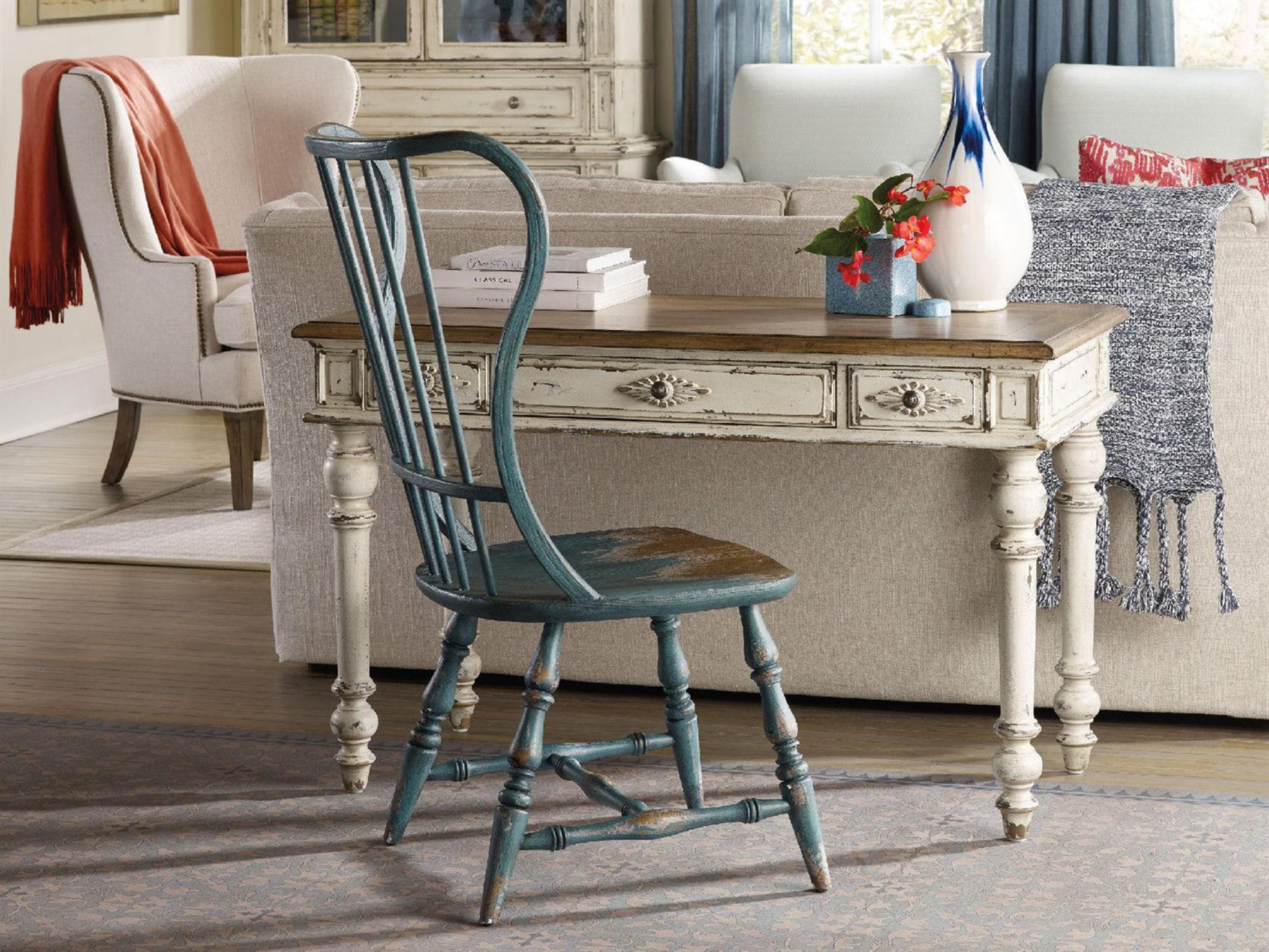 Luxecor Heritage Hardwood Blue Side Dining Chair