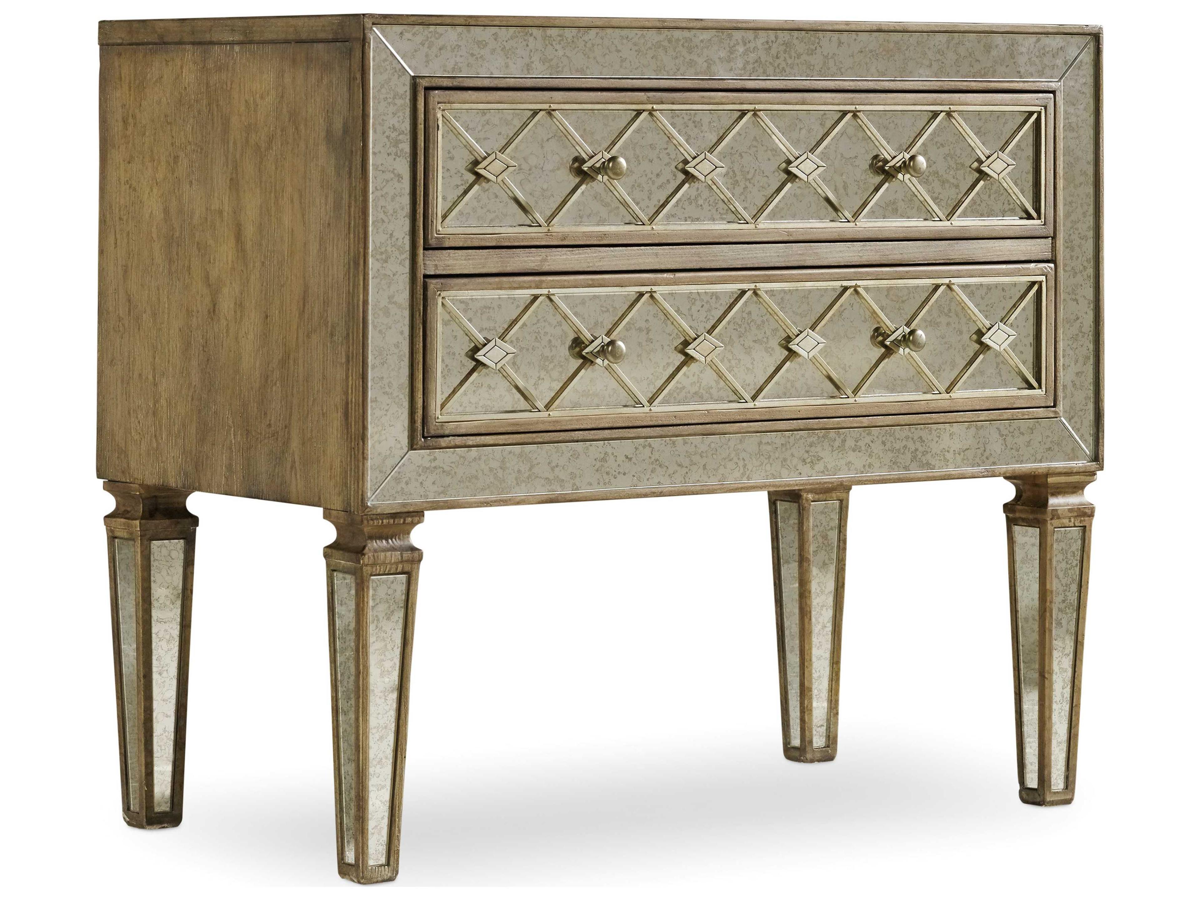 Heritage Bachelor 2-Drawers Silver Hardwood Chest Nightstand