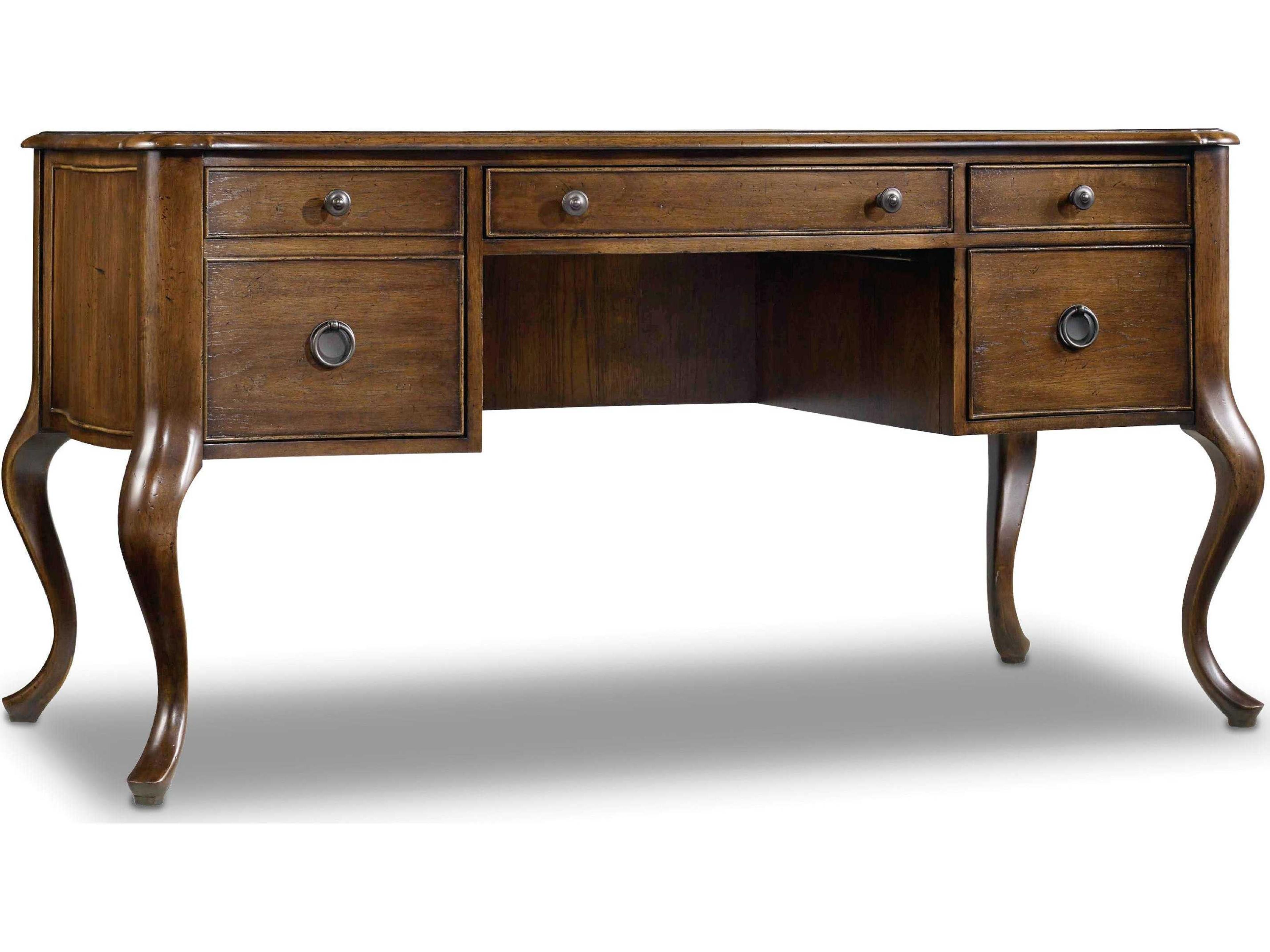 Archivist Writing Desk in Soft Casual Pecan with Leather Top