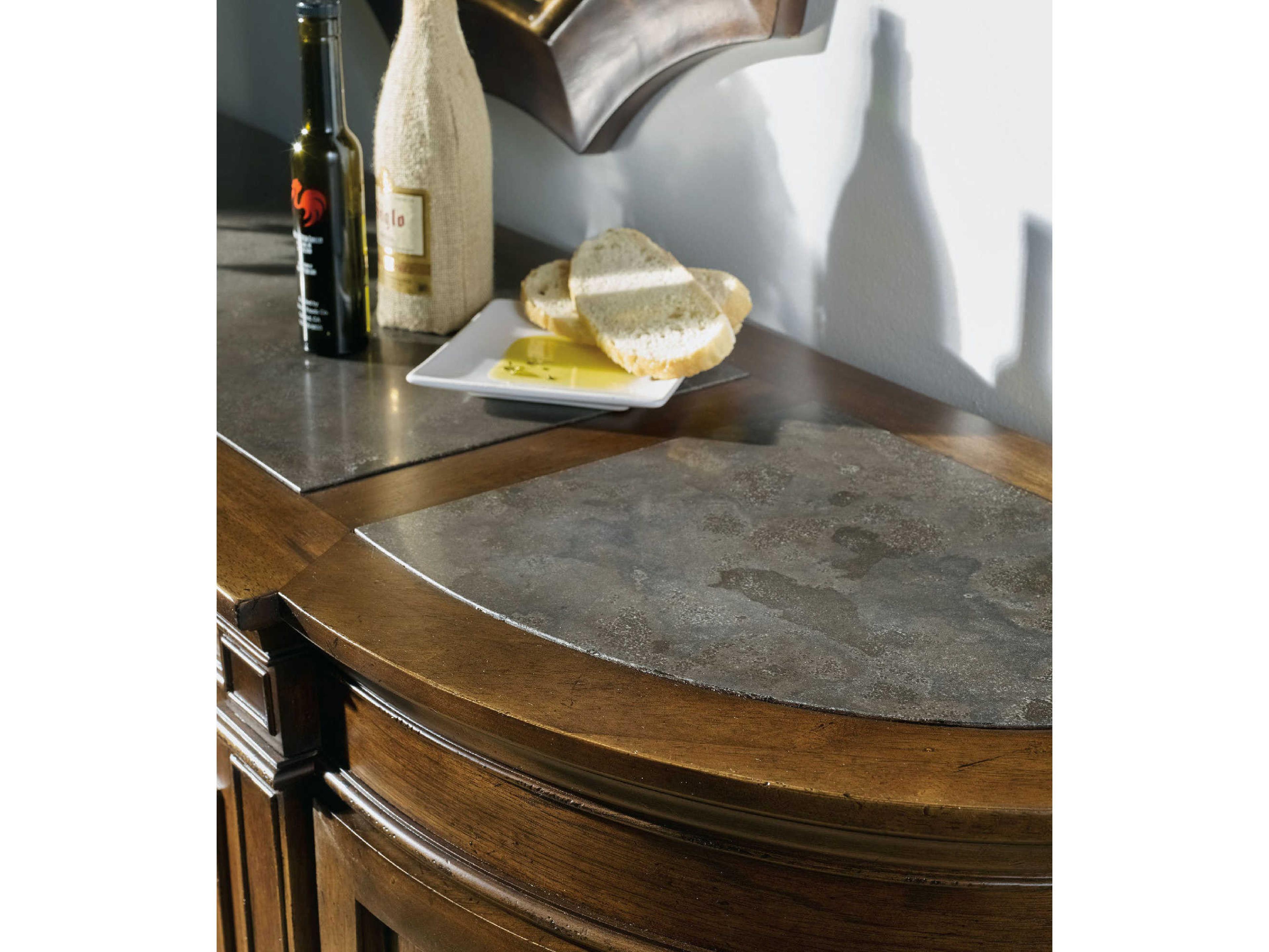 Luxecor Heritage 80" Rubberwood Bluestone Top With Pecky Pecan Sideboard