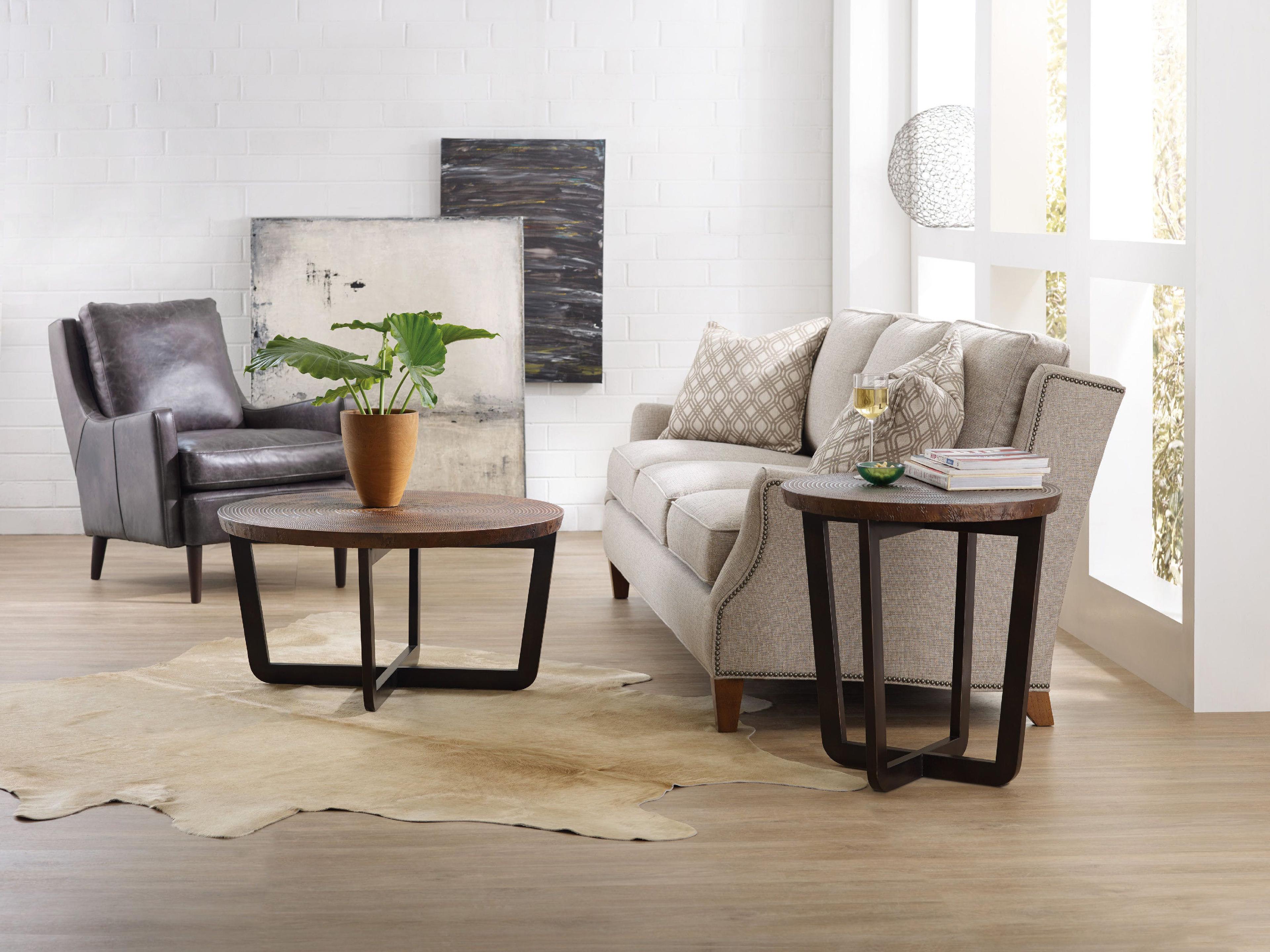 Luxecor Parkcrest Round Coppers Copper Top With Dark Metal Base End Table