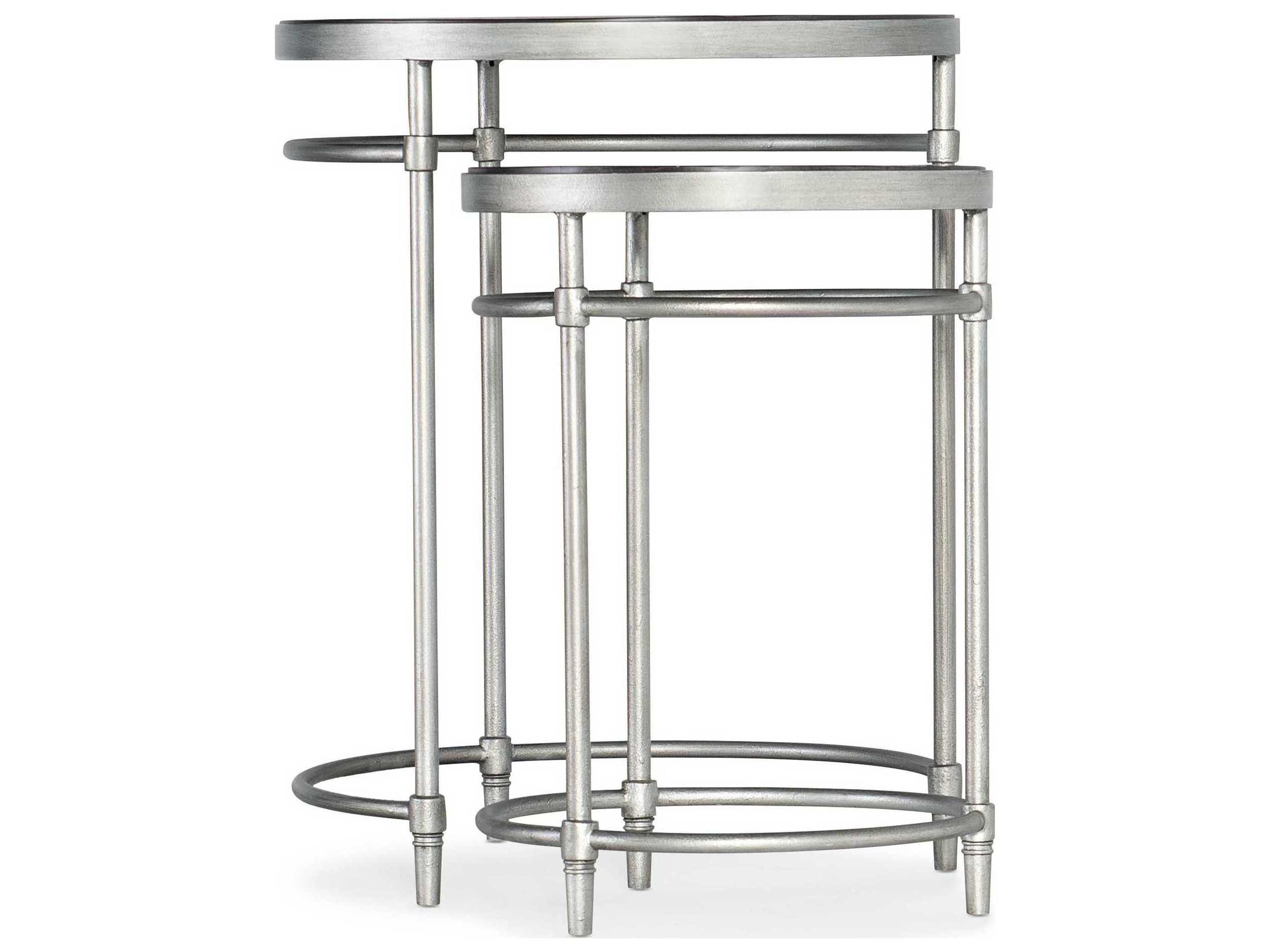 St Armand Nesting End Tables in Black and Pewter