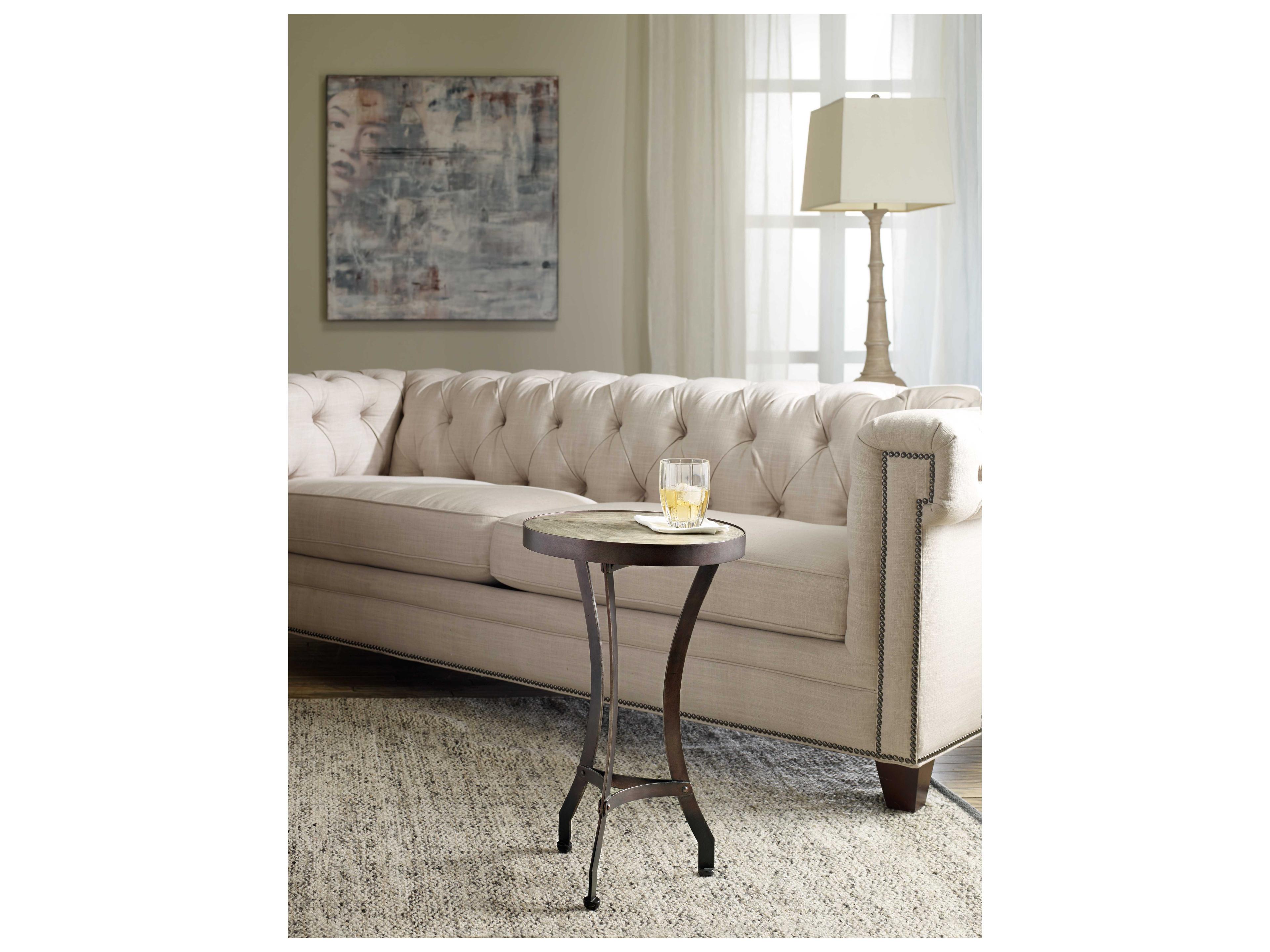 Luxecor Saint Round Wood Light Natural Antique Bronze End Table