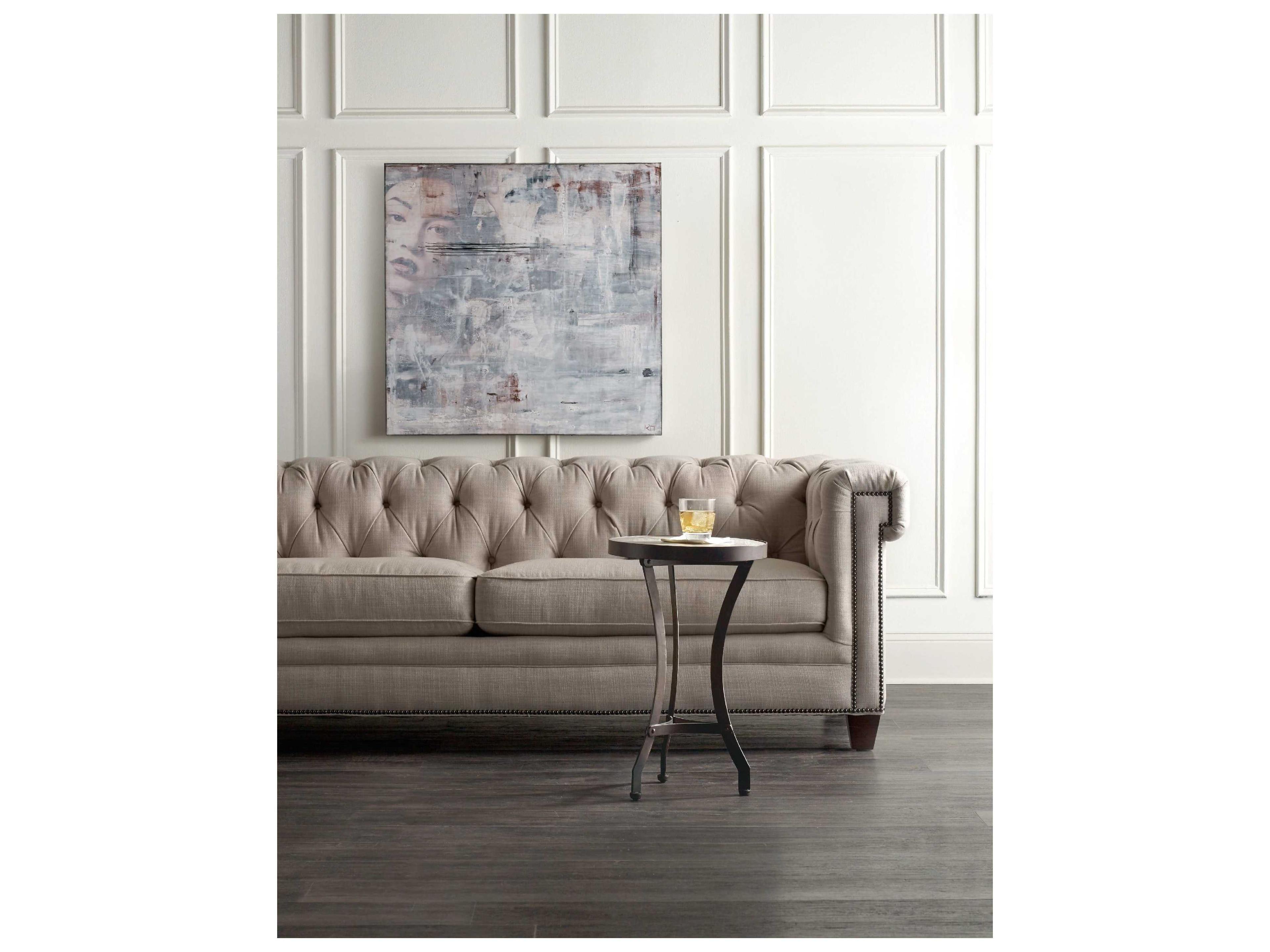 Luxecor Saint Round Wood Light Natural Antique Bronze End Table