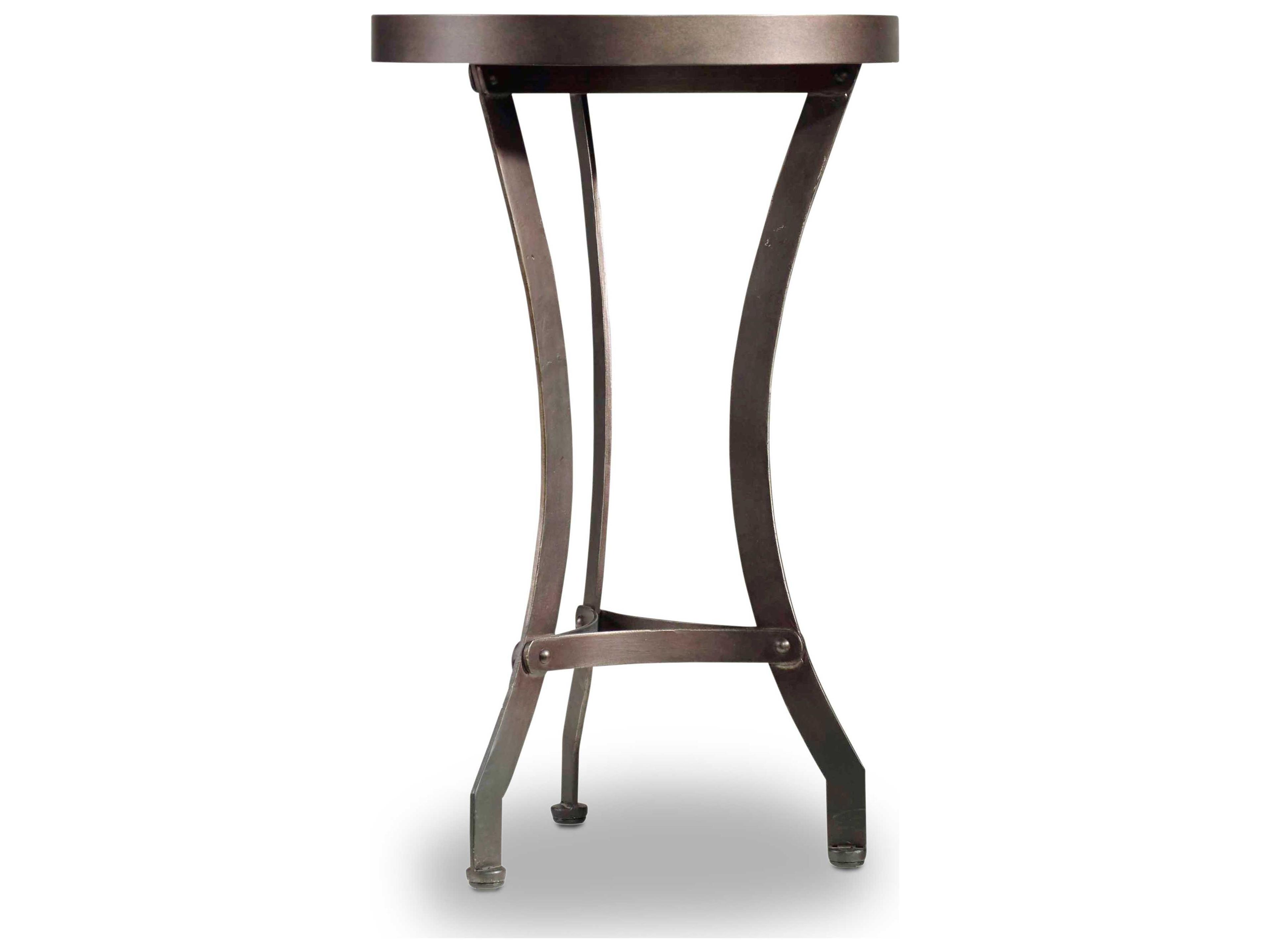 Saint Round Wood Light Natural Antique Bronze End Table